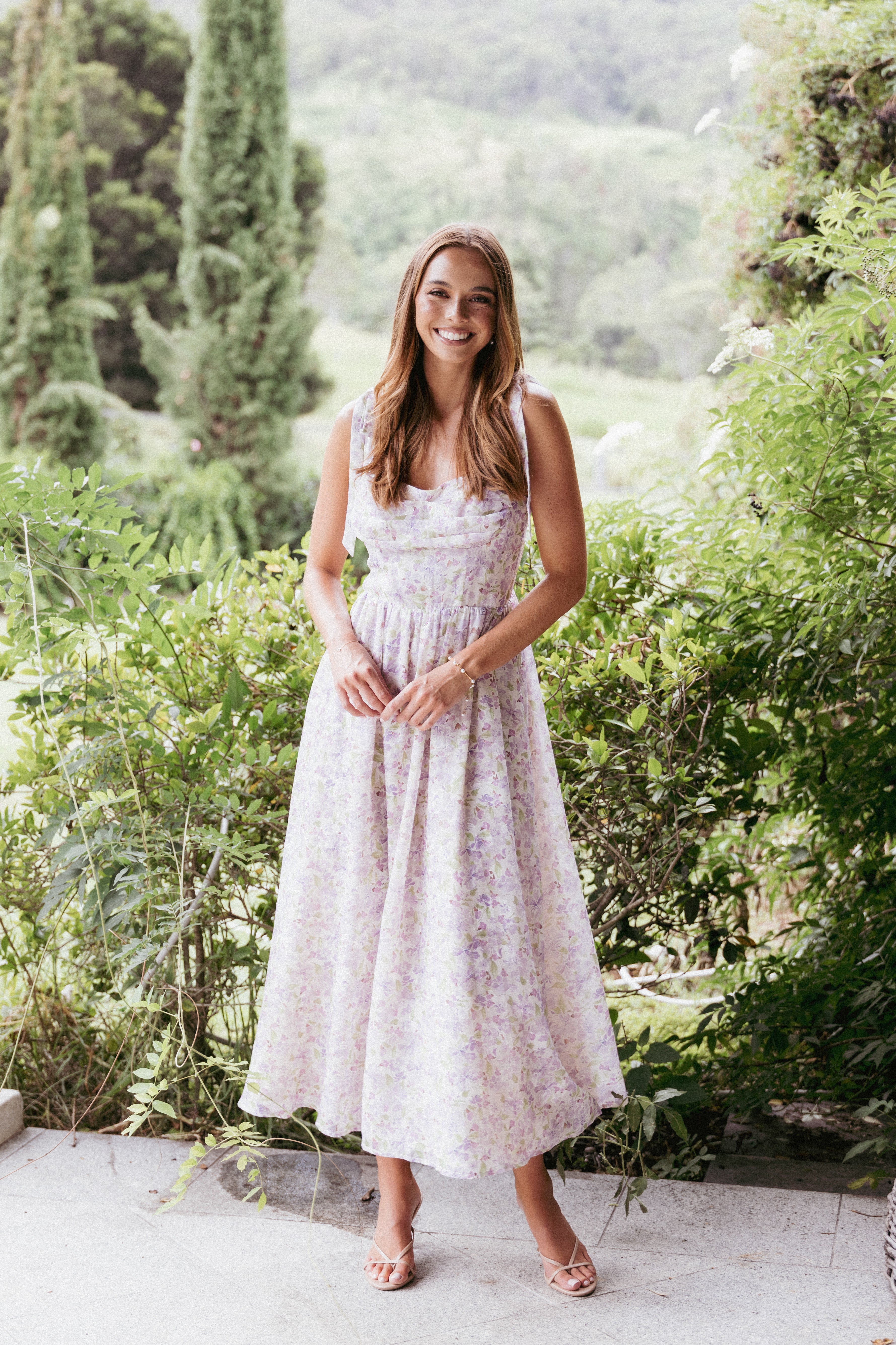 Purple Floral Hayden Maxi Dress with Adjustable Straps