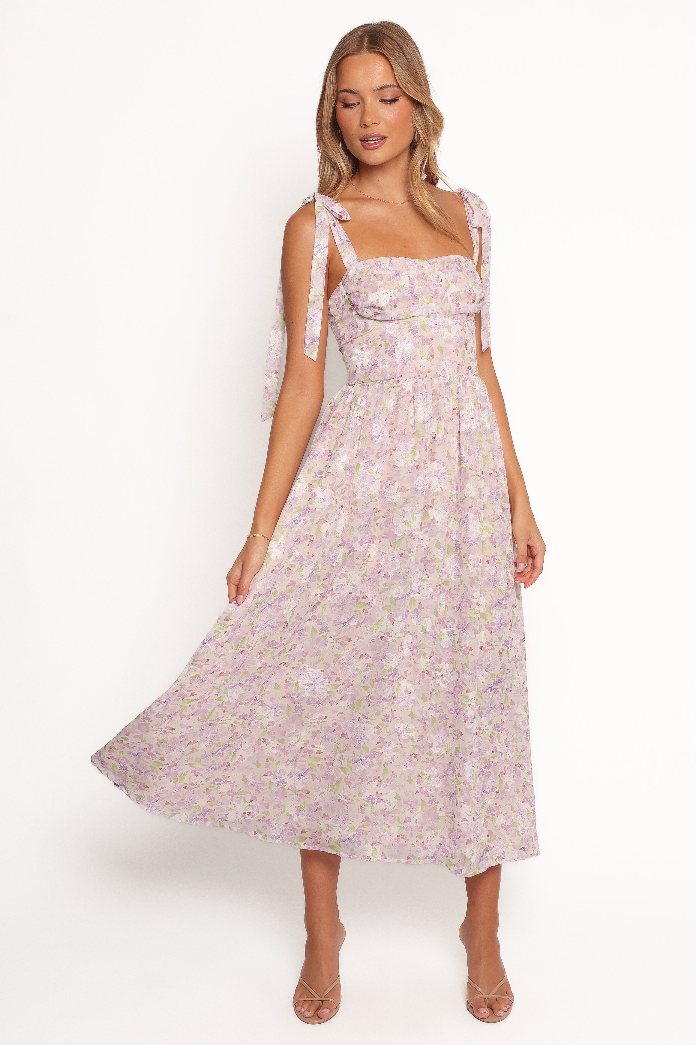 Purple Floral Hayden Maxi Dress with Adjustable Straps