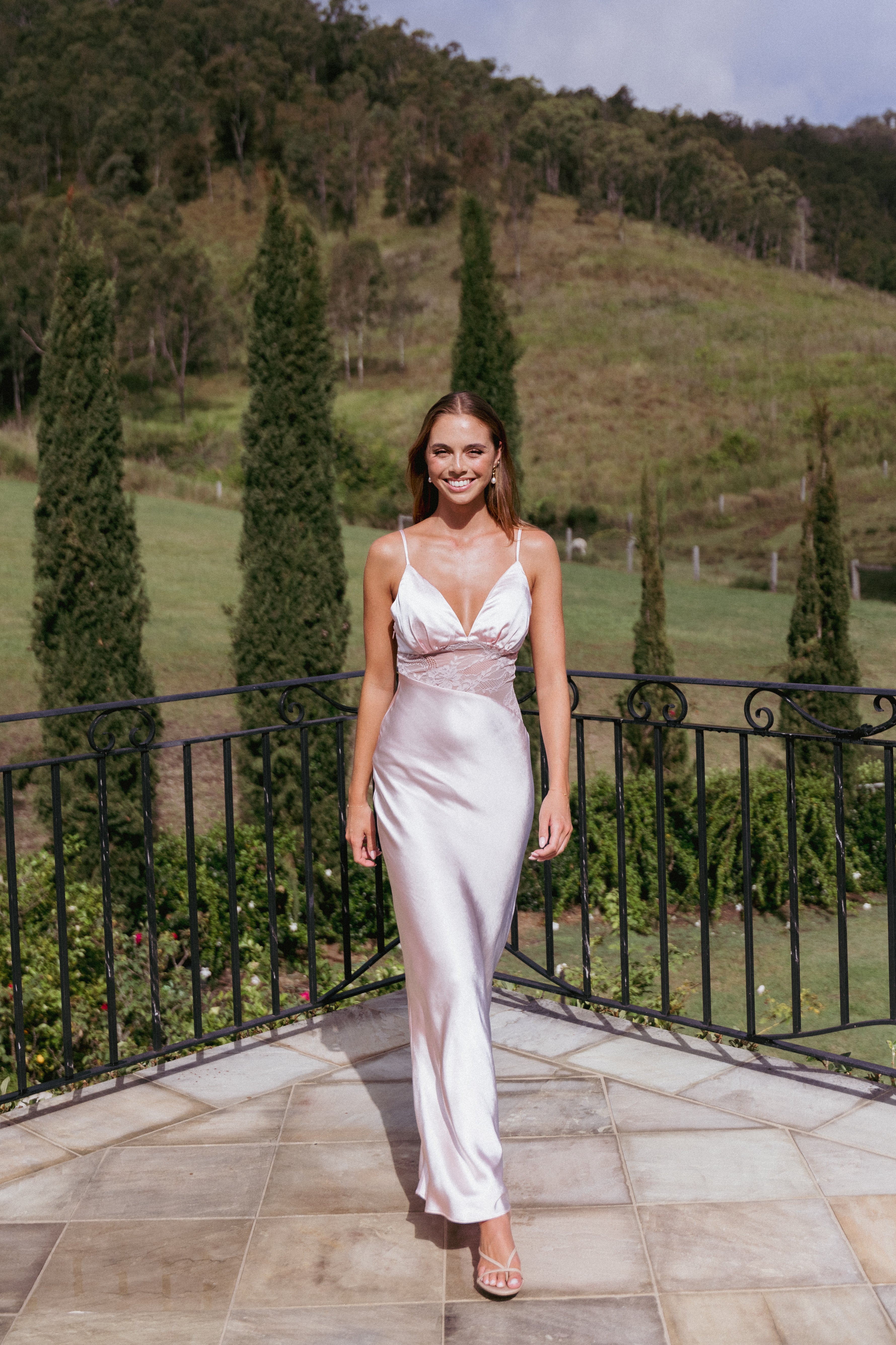 Pale Pink Lace Maxi Dress for Weddings & Evening Events - Milla