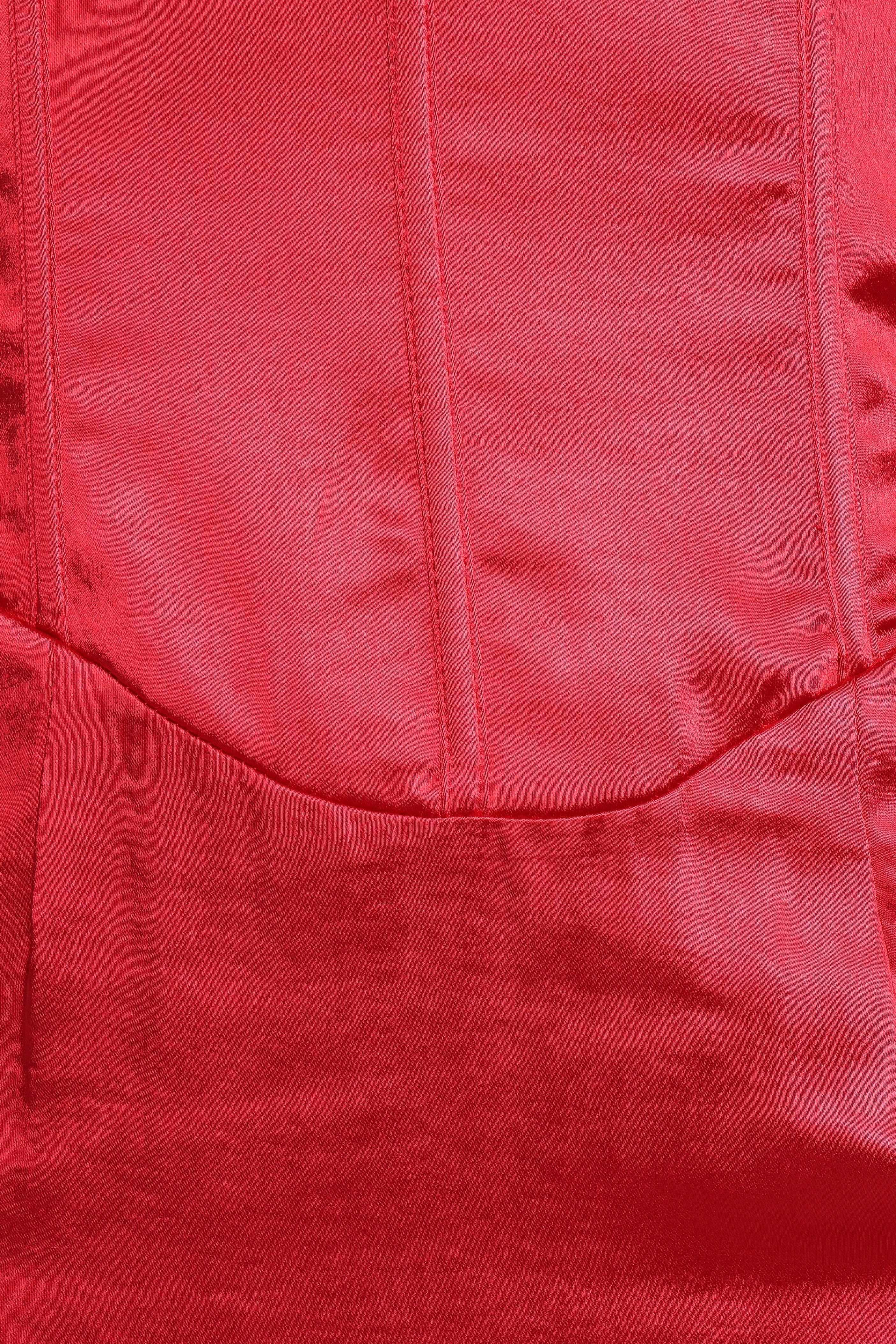 Oura Red Satin Sweetheart Maxi Dress with Corset Top