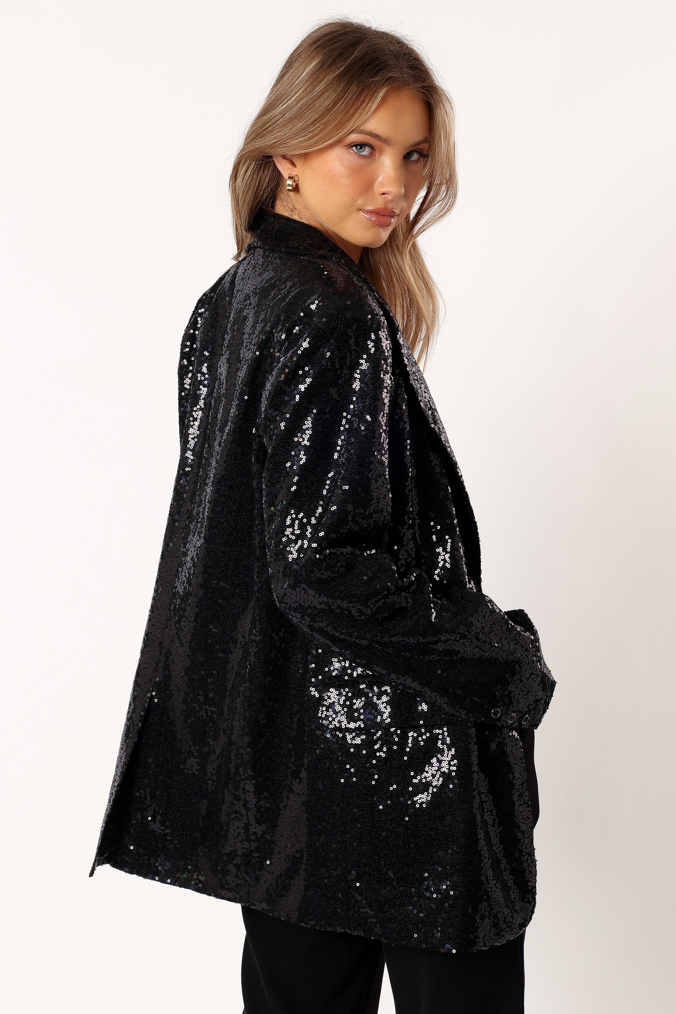 Black Sequin Blazer for Women - Delaney Sparkling Jacket