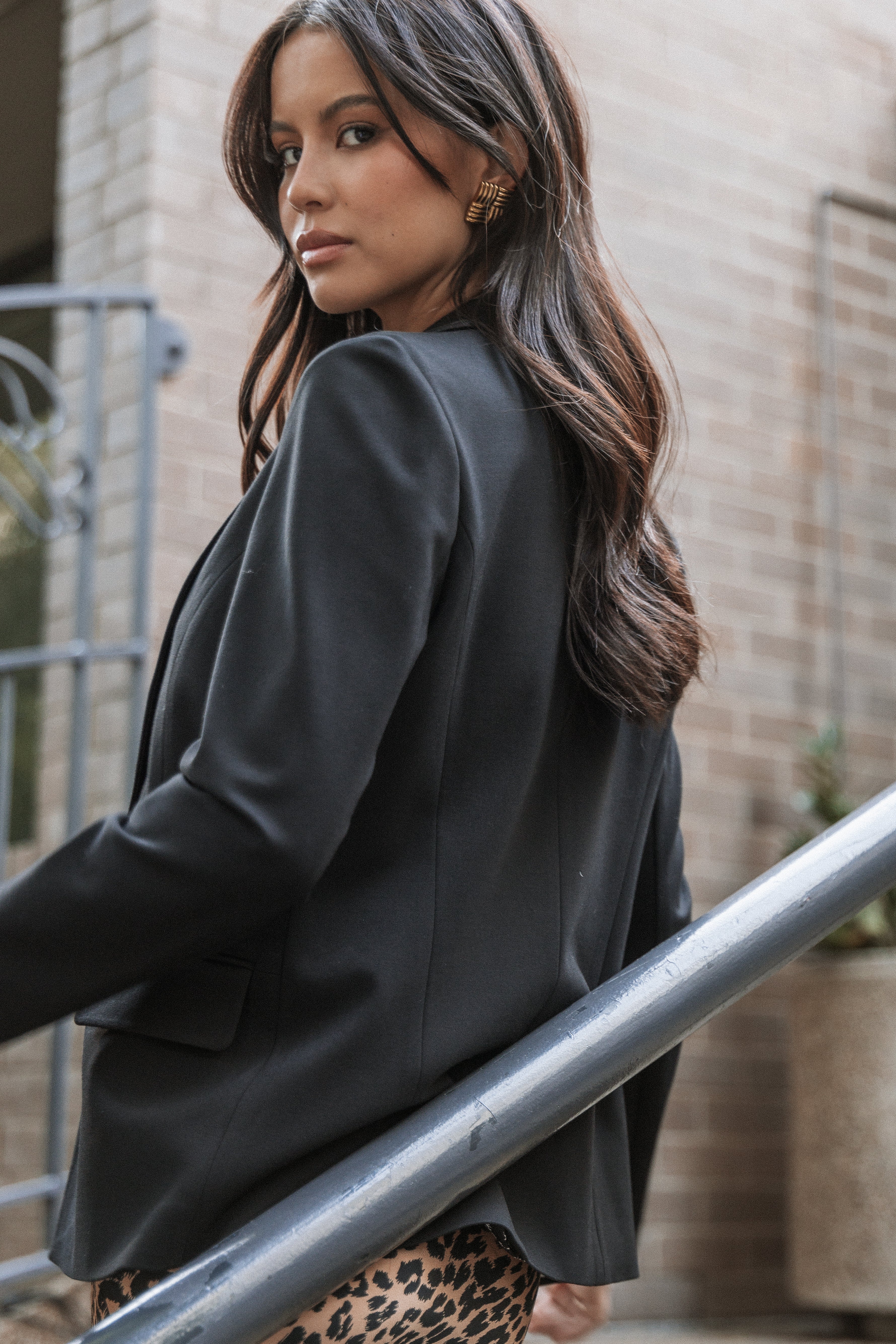 Ronny Knit Blazer for Women - Open Front Black Jacket