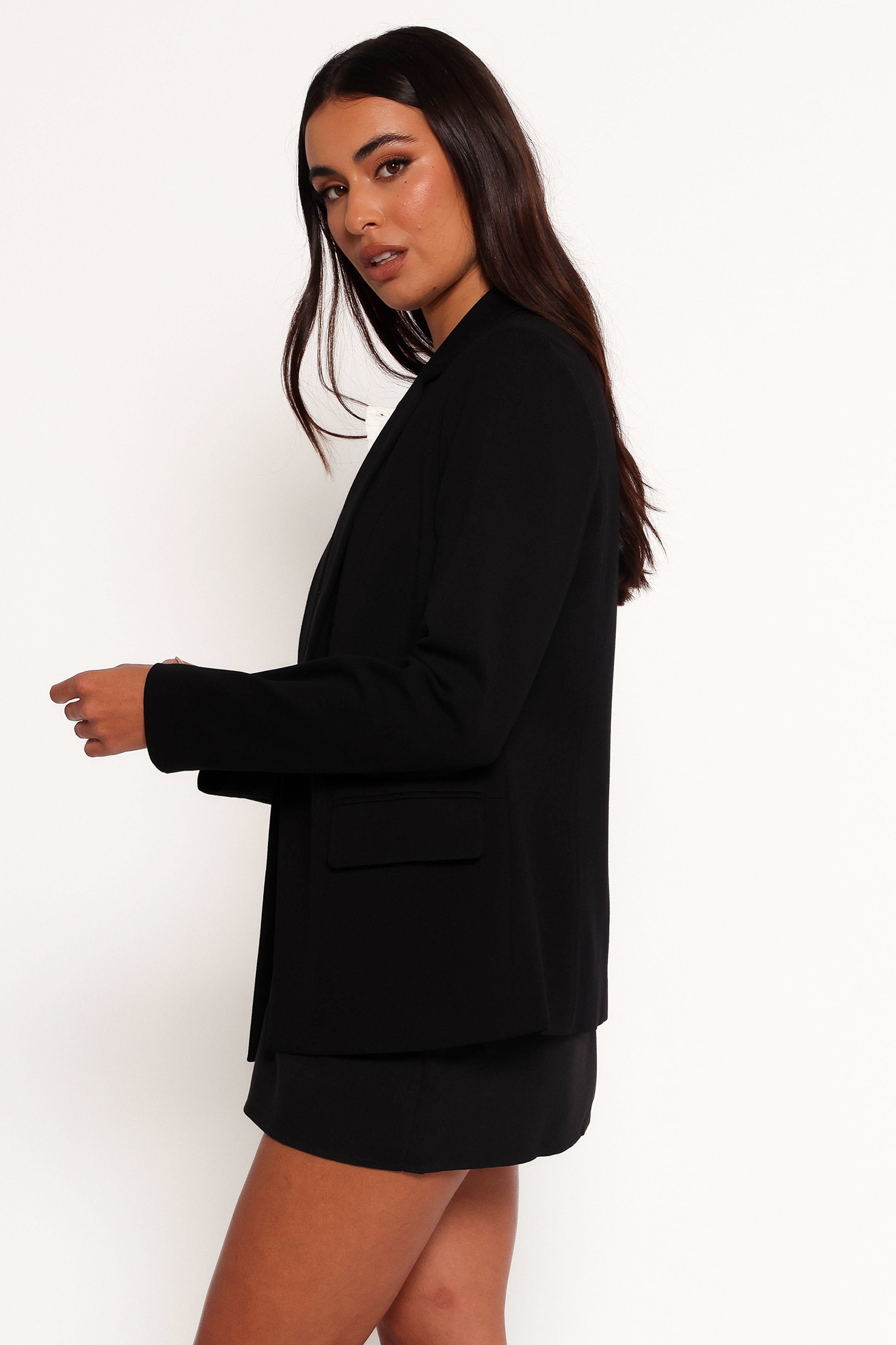 Ronny Knit Blazer for Women - Open Front Black Jacket