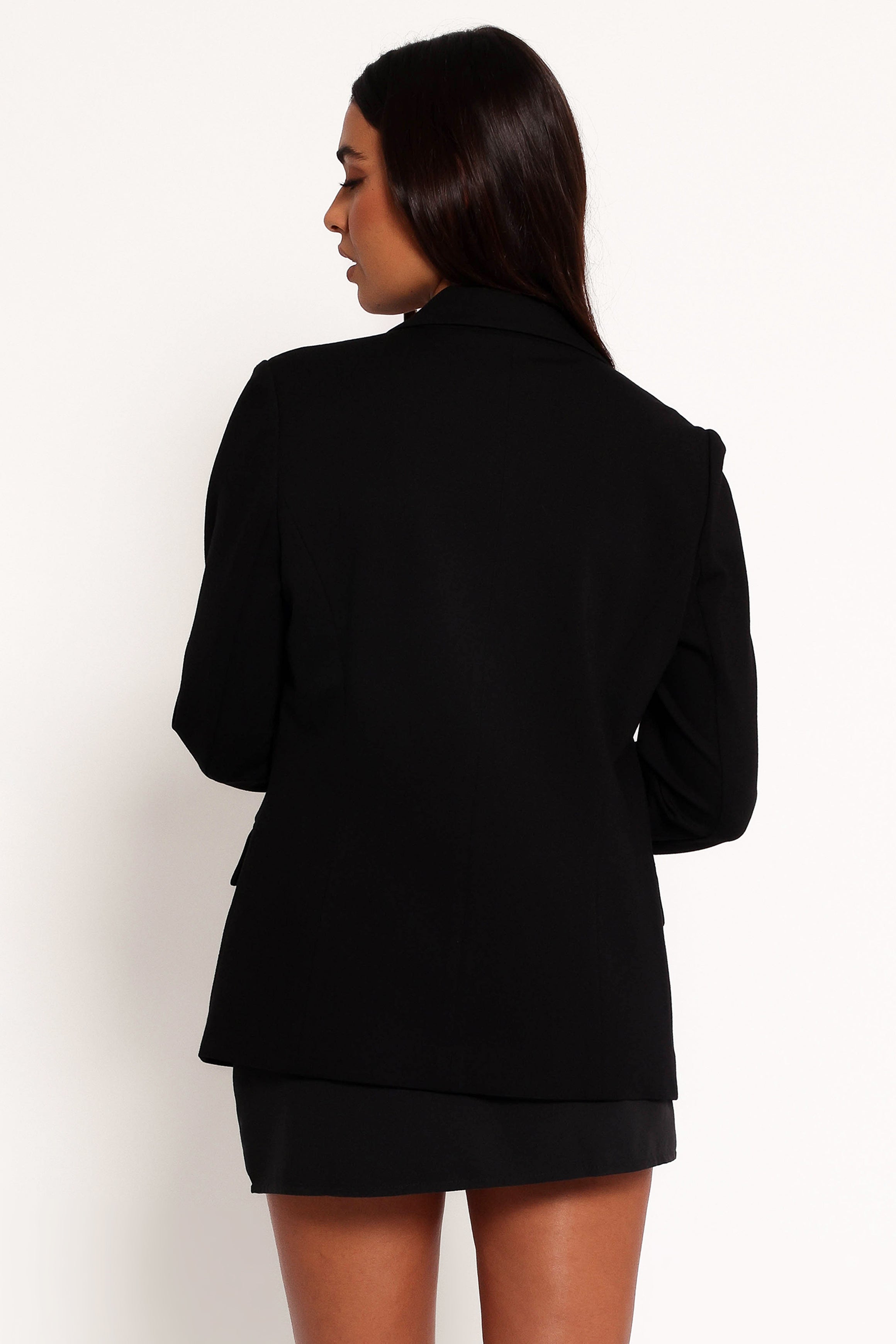 Ronny Knit Blazer for Women - Open Front Black Jacket