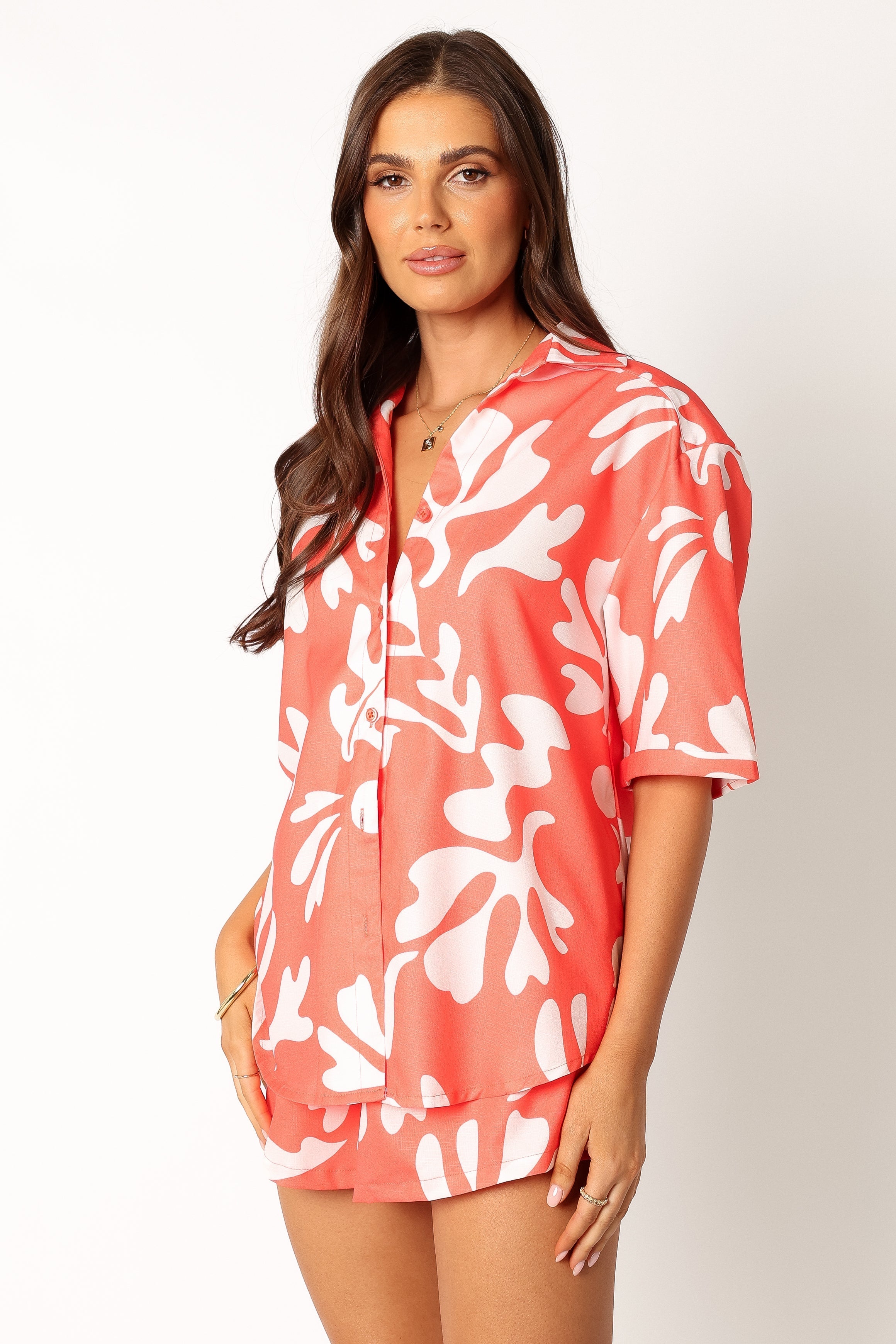Men's Tropical Print Short Sleeve Button Down Shirt - Payton