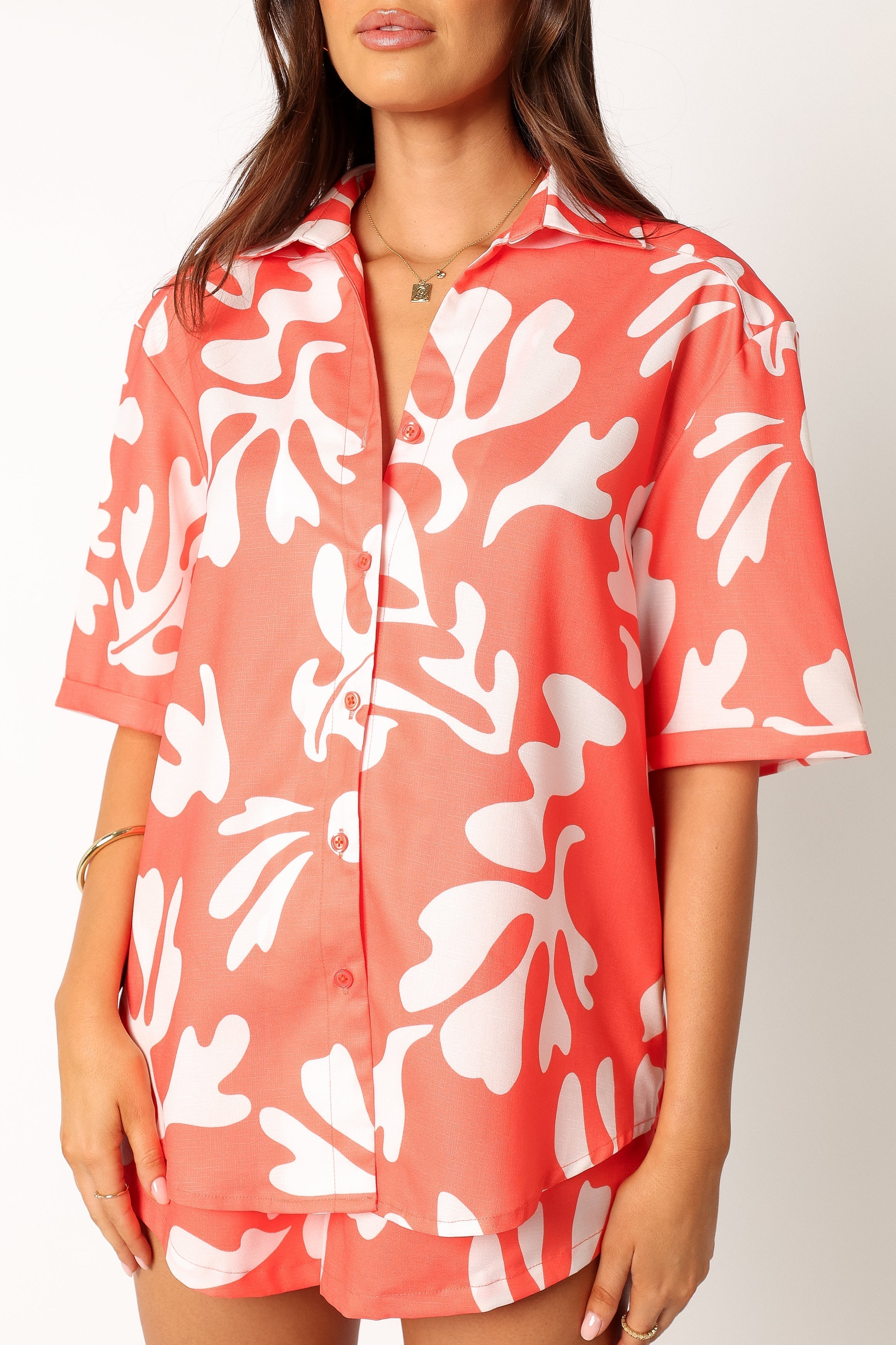 Men's Tropical Print Short Sleeve Button Down Shirt - Payton