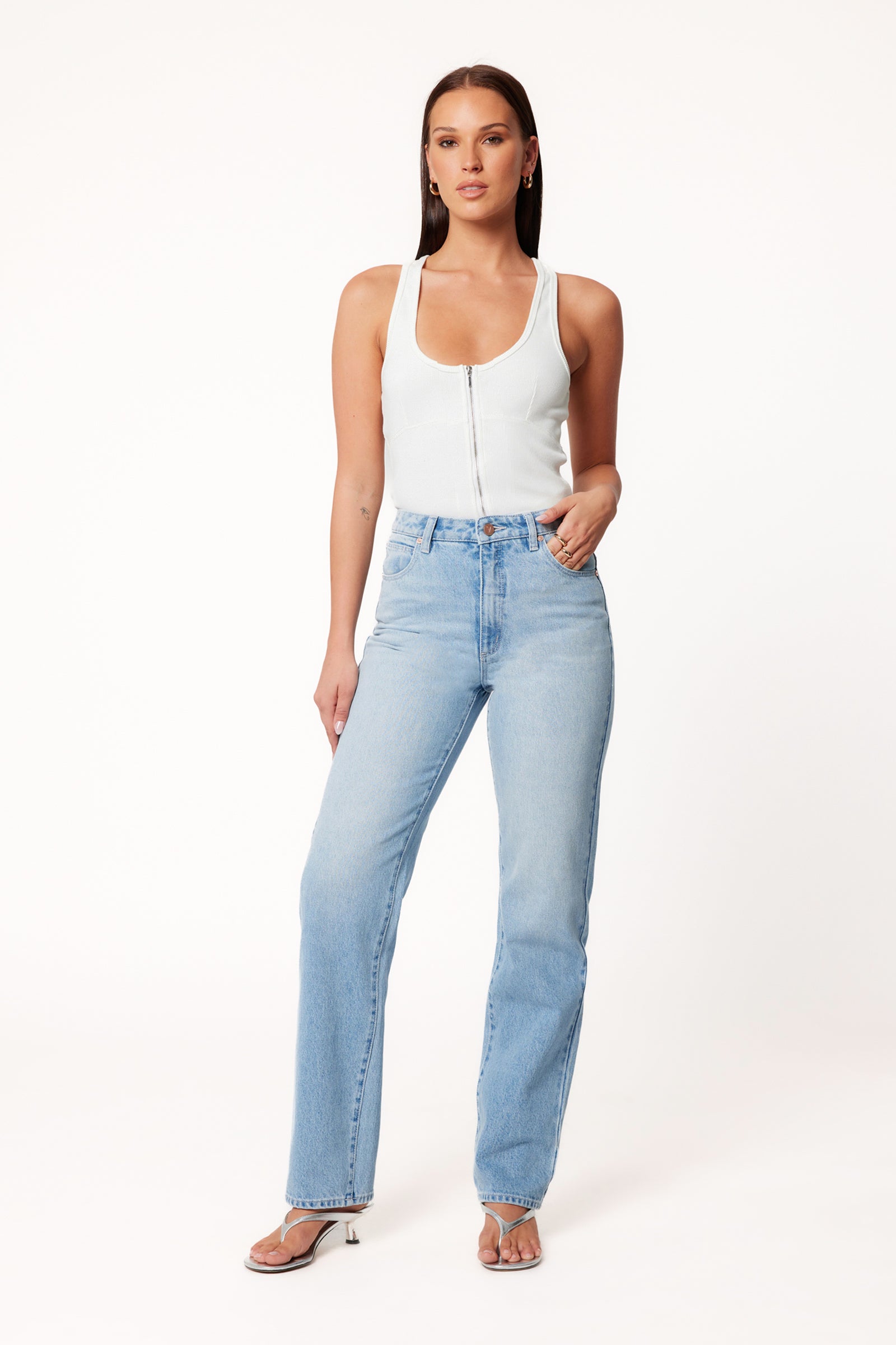 Abrand High Rise Straight Leg Jeans - Non Stretch Denim