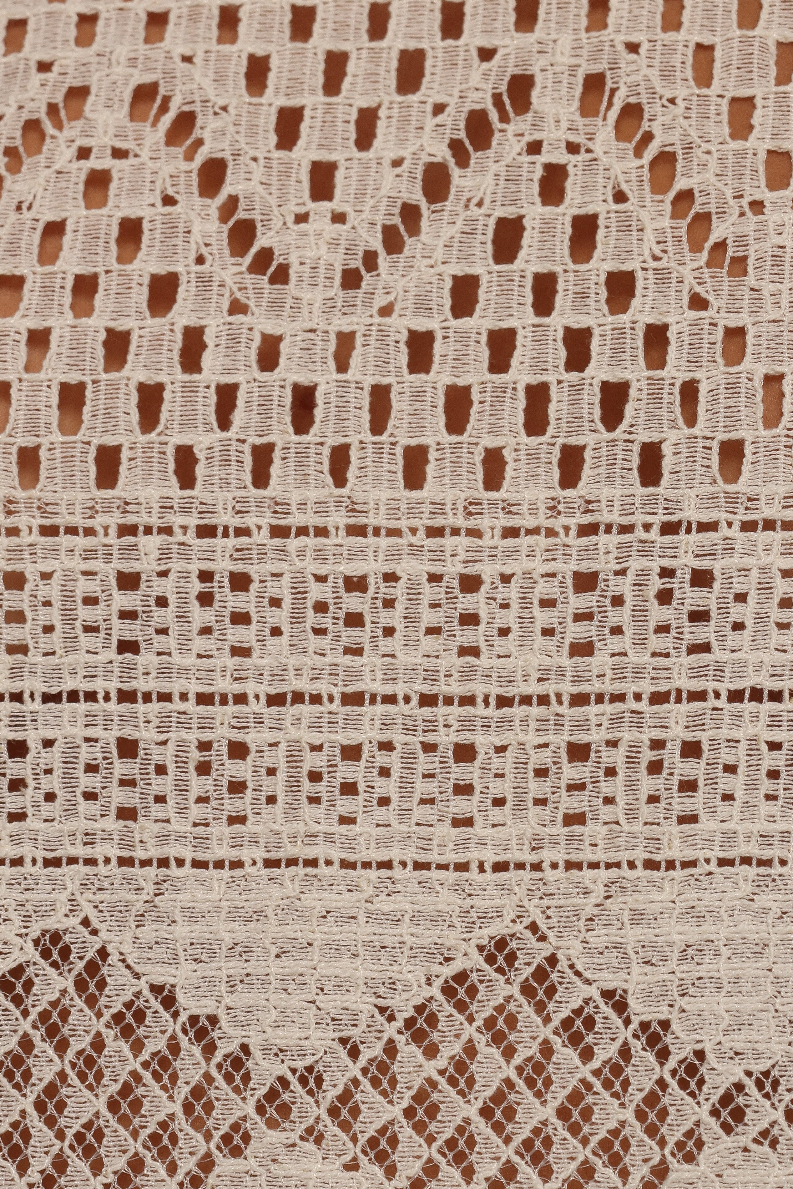 Maddot Crochet Long Sleeve Top - Cream Button Cuff Blouse