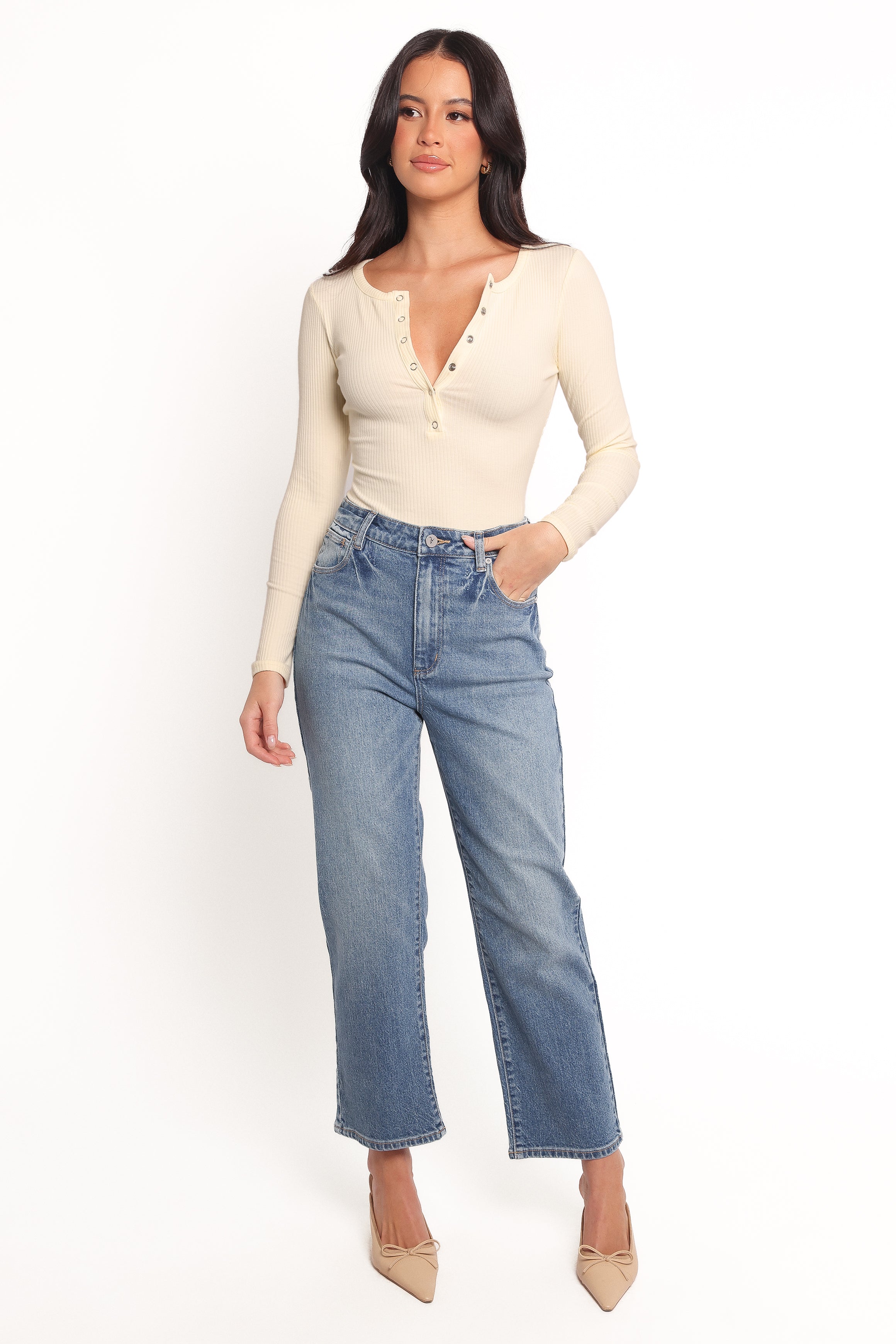 Abrand High Rise Straight Jeans - Cotton Rich Denim