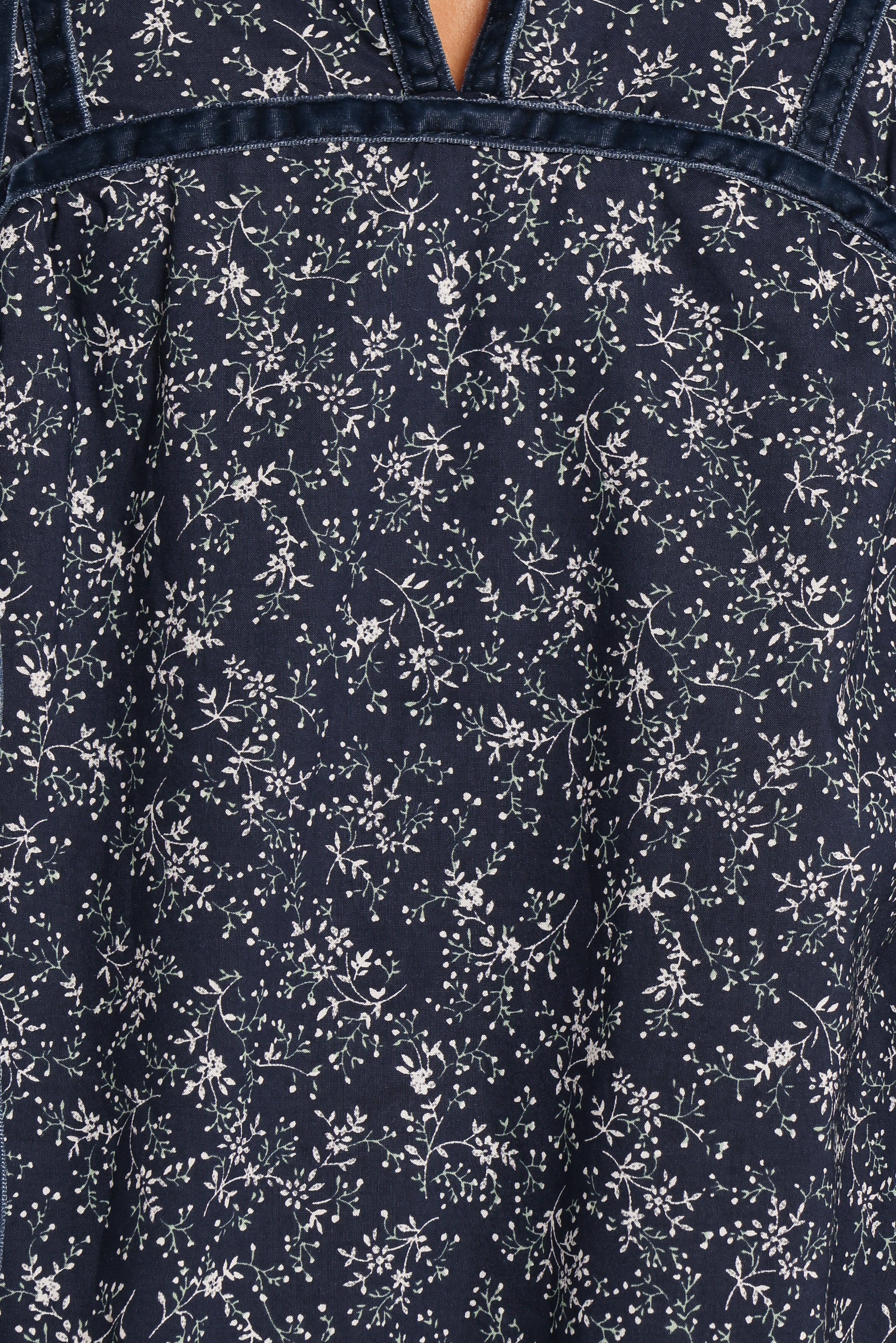 Blue Floral Mini Dress with Tie Neckline & Pockets - Brooklyn