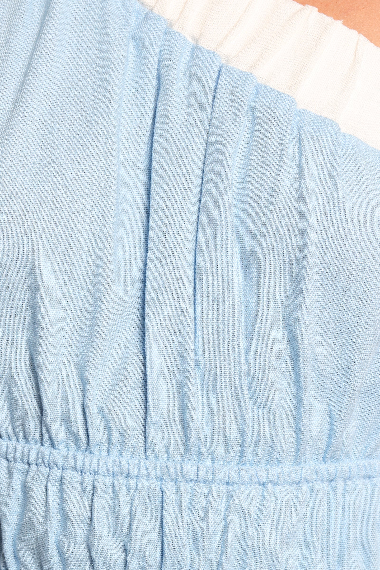 Gilda One Shoulder Blue & White Cotton Linen Maxi Dress