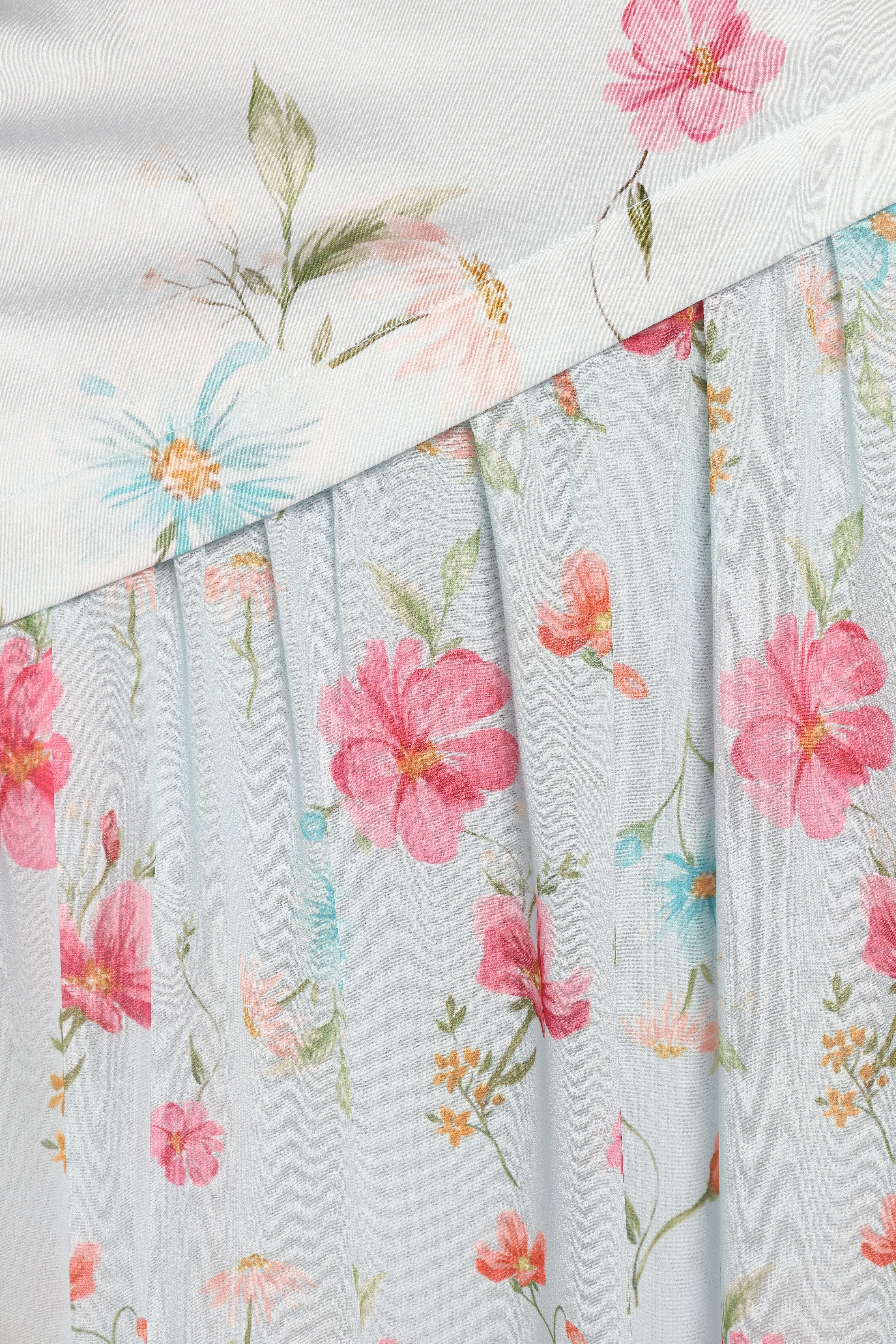 Renata Blue Floral Maxi Dress with Square Neckline & Tie Straps