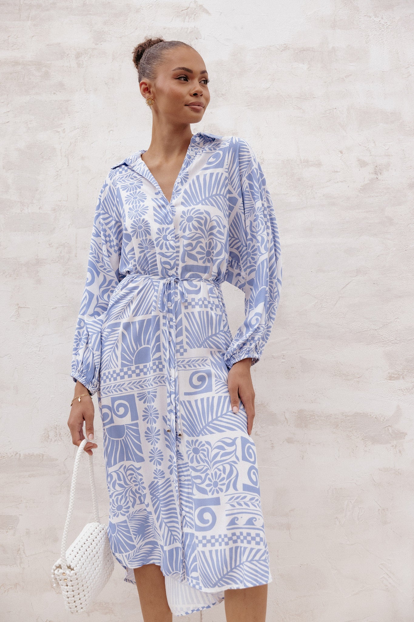 Foster Floral Print Midi Dress with Belt & Pockets