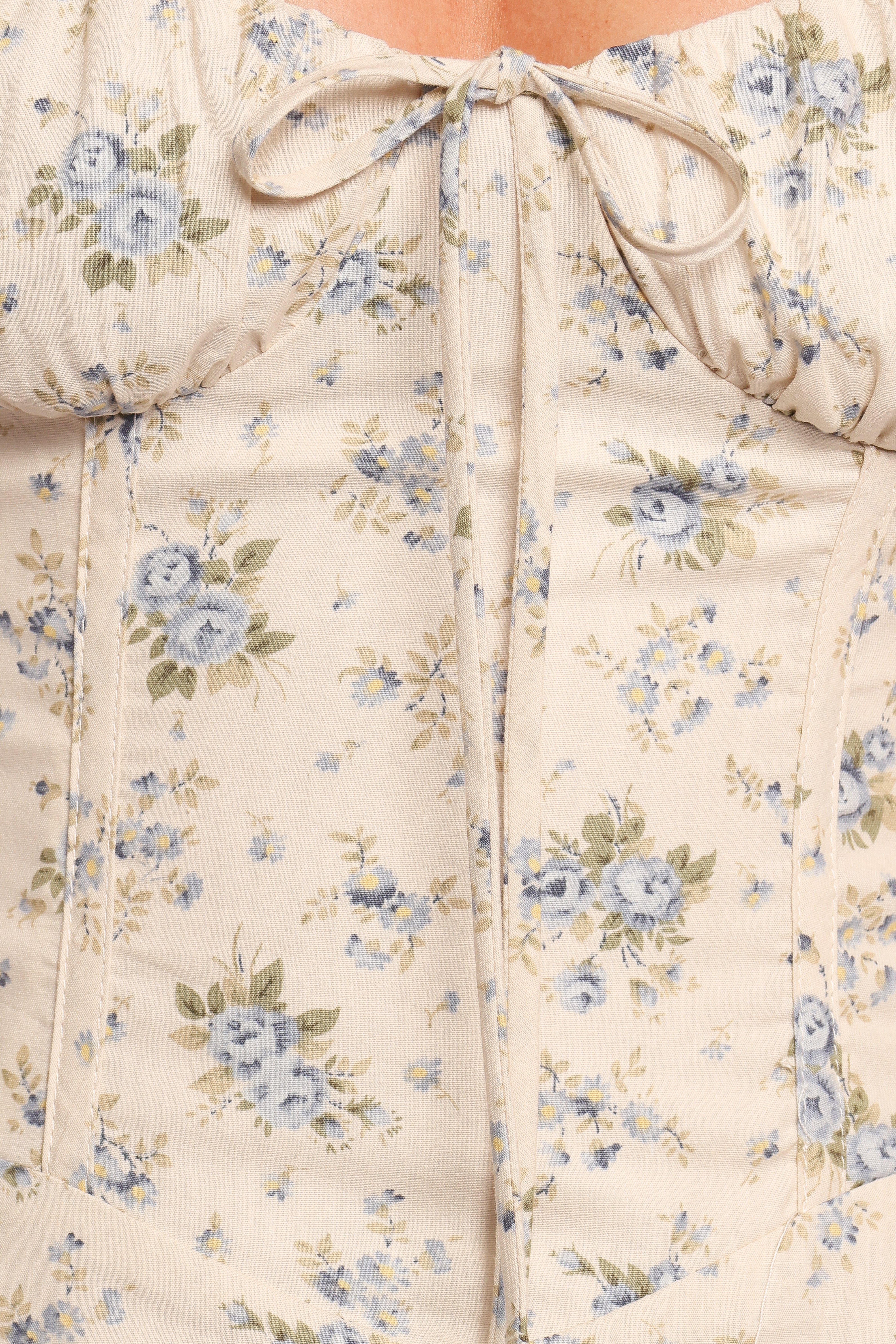 Blue Floral Maxi Dress with Sweetheart Neckline & Corset Back - Tiarna