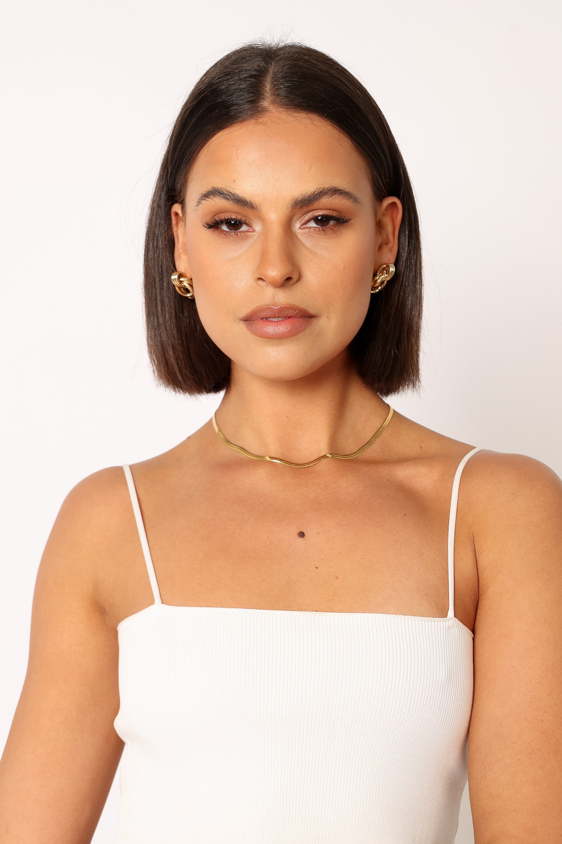 Gold Knot Hoop Earrings with Stud Back Closure - Knox Jewelry