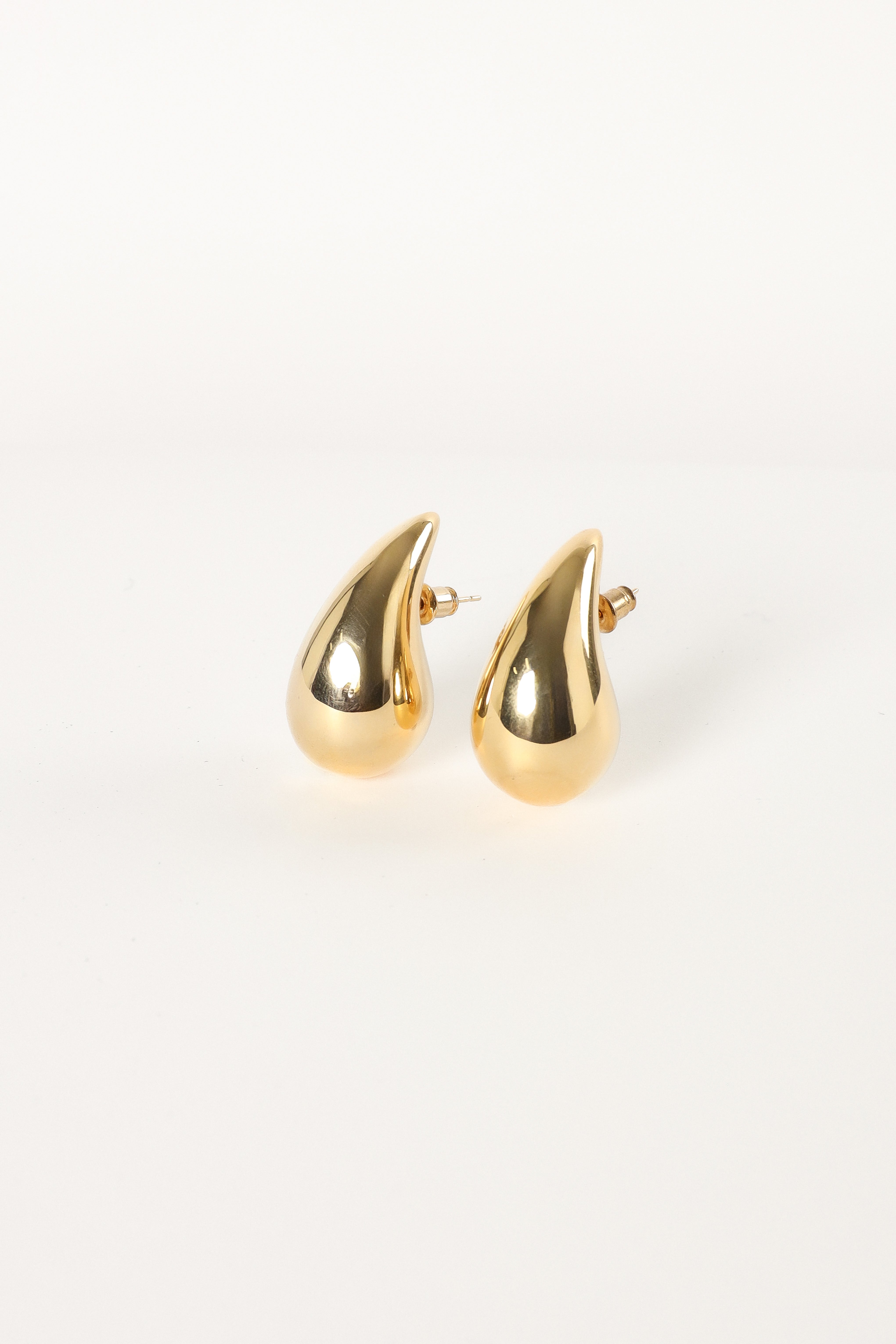 Gold Bubble Drop Earrings - Brass Studs - 1.5" Length