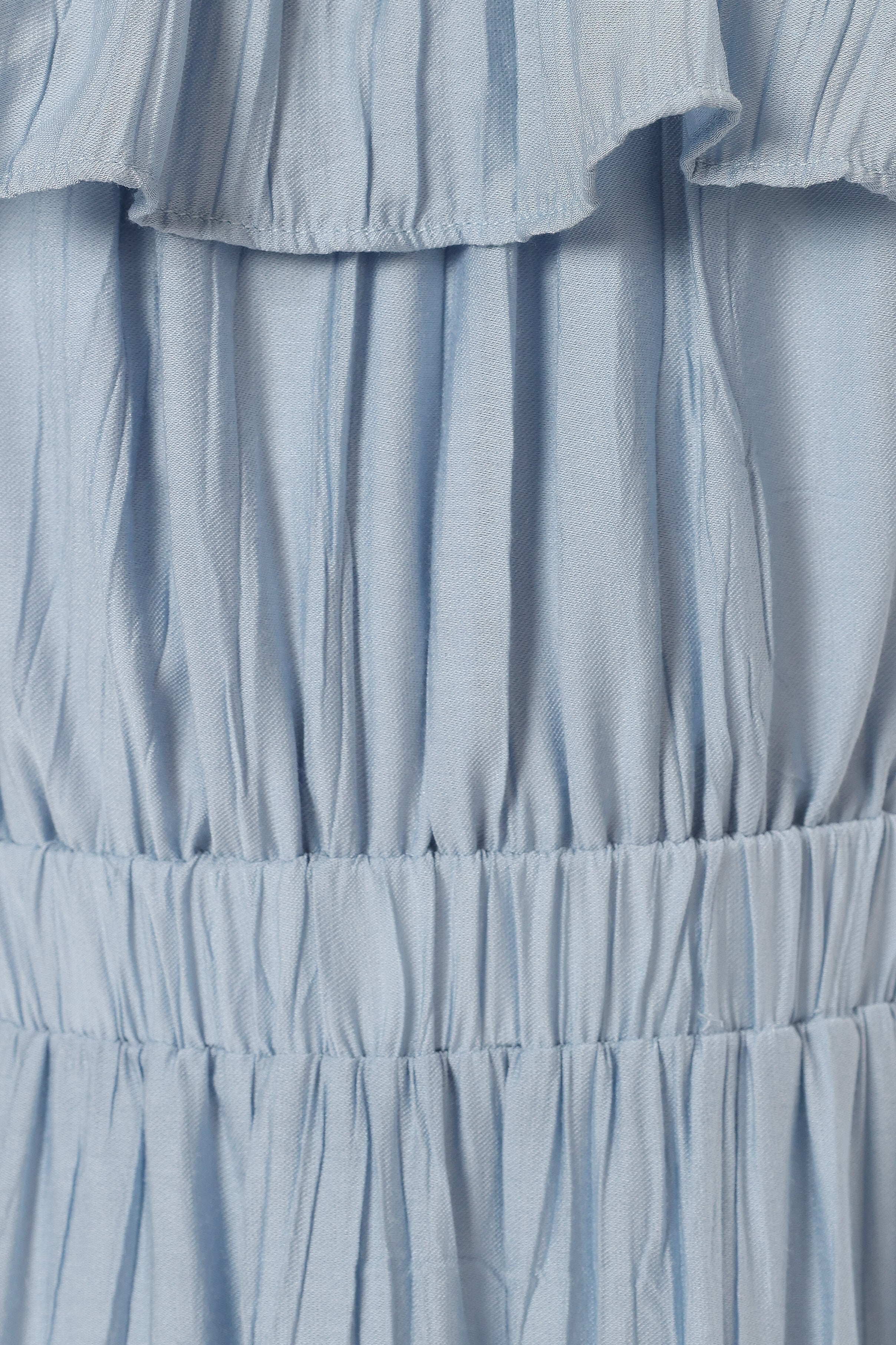 Blue Mini Ruffle Dress with Square Neckline - Jane