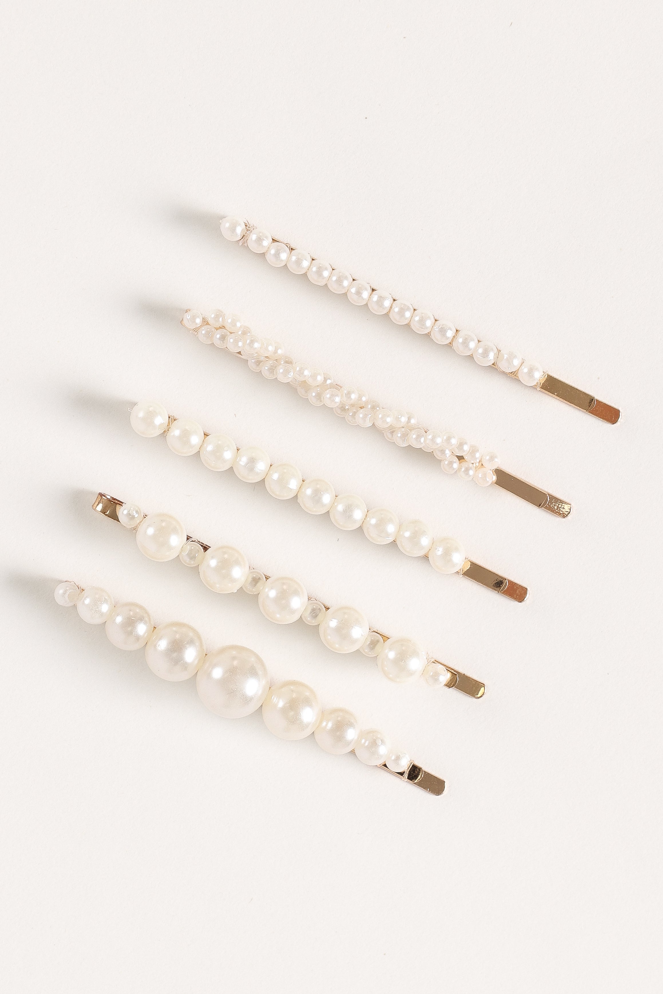 Joelle Pearl Hair Clips - Set of 5 Elegant Faux Pearl Pins