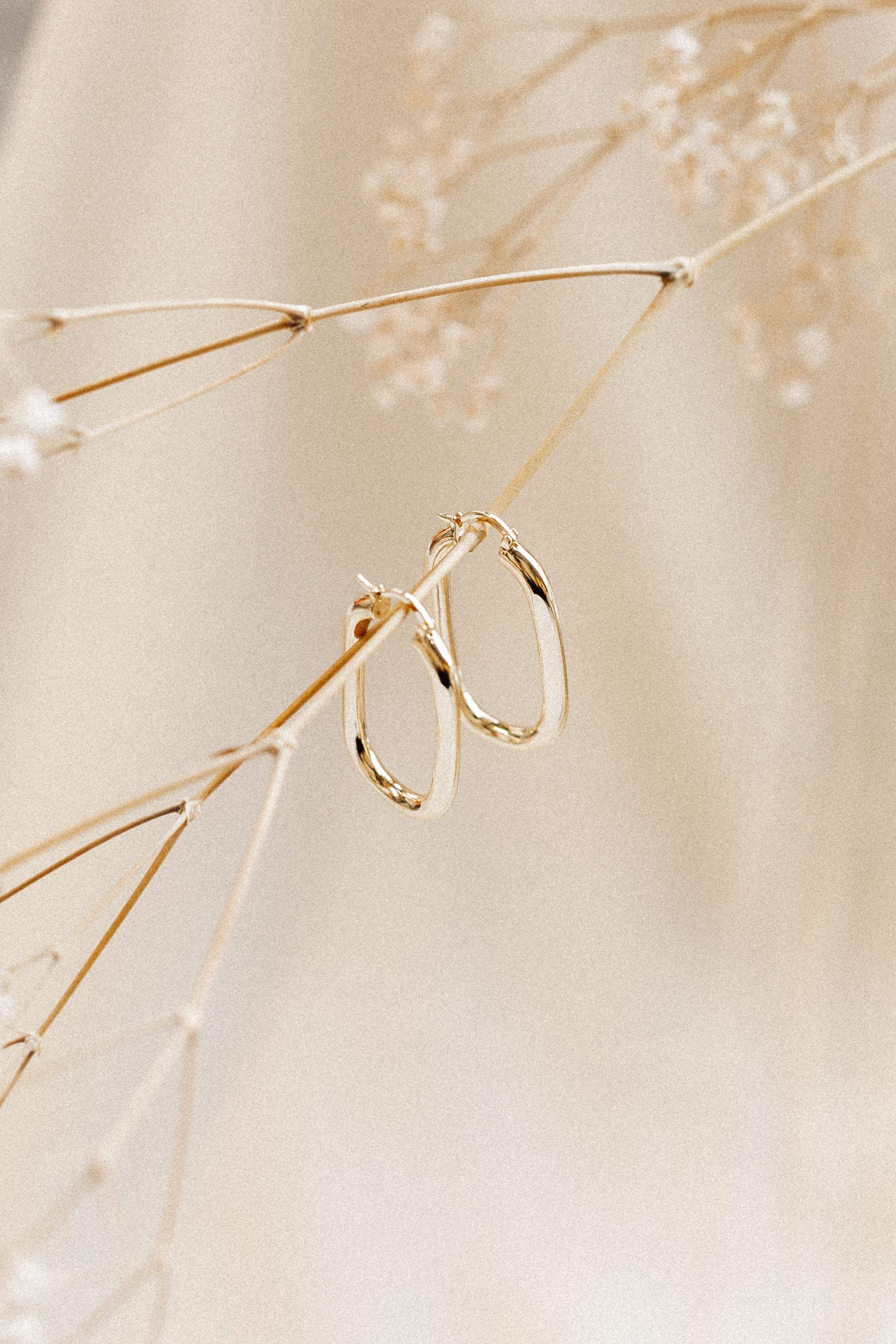 Gold Plated Oval Hoop Earrings with Snap Closure – Mae