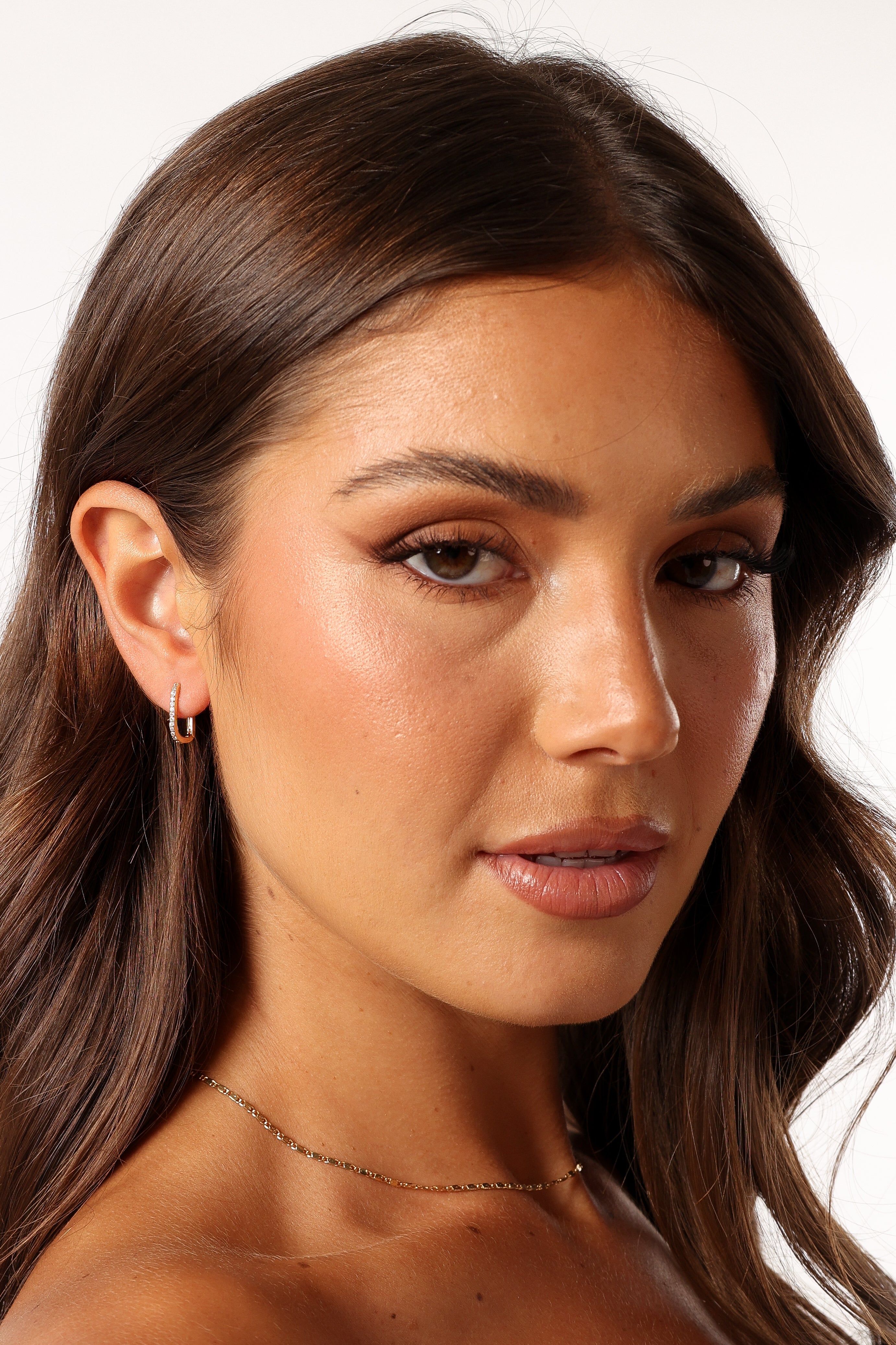 Gold Hoop Earrings with Crystal Detail – Anisa Drop Style