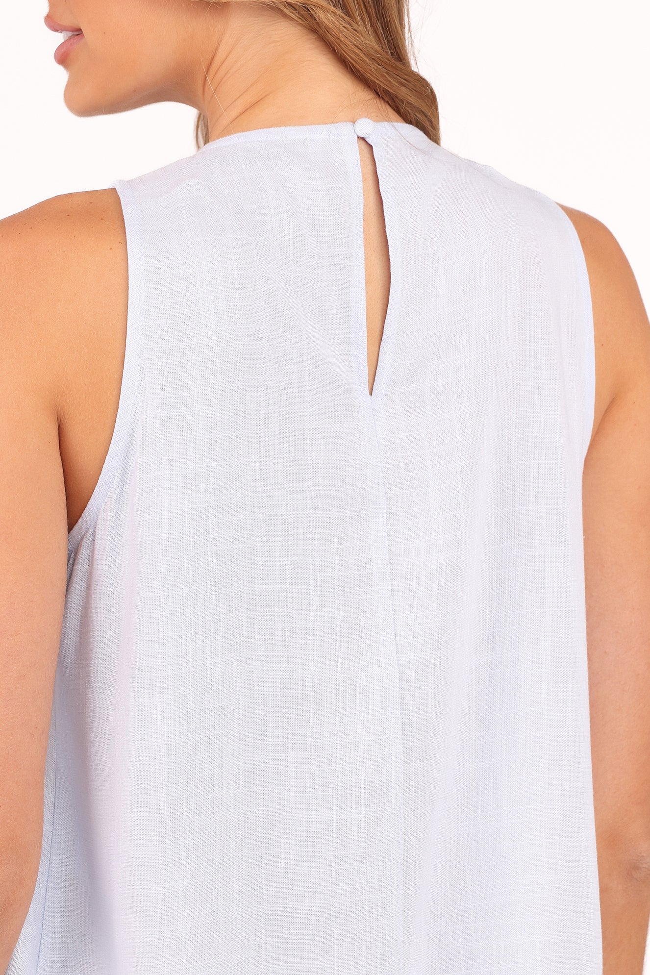 Daniela Blue Mini Dress - Flowy Smock Silhouette - Rayon Linen Blend
