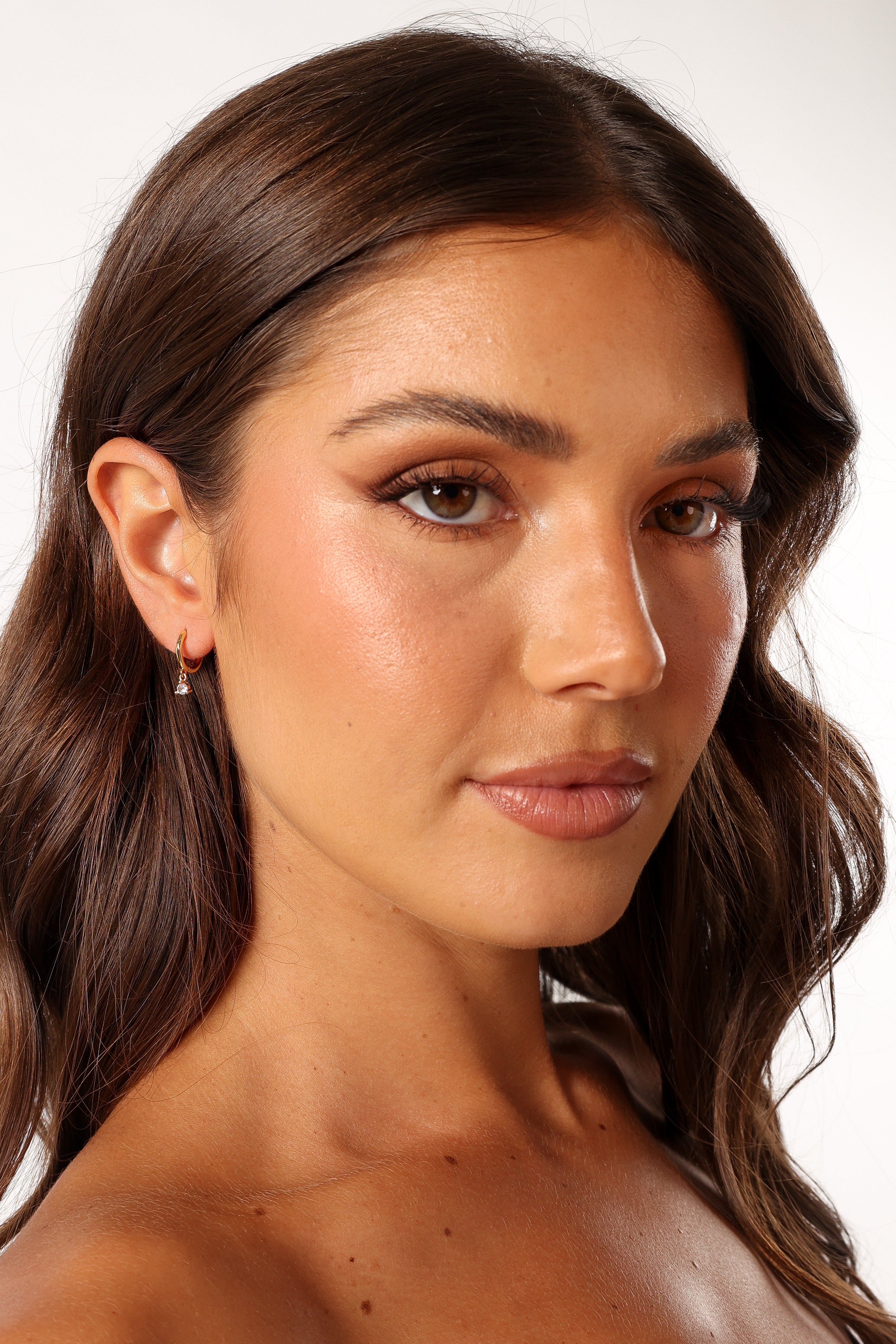Gold Hoop Earrings with Rhinestones – Adley Elegant Cubic Zirconia Drop