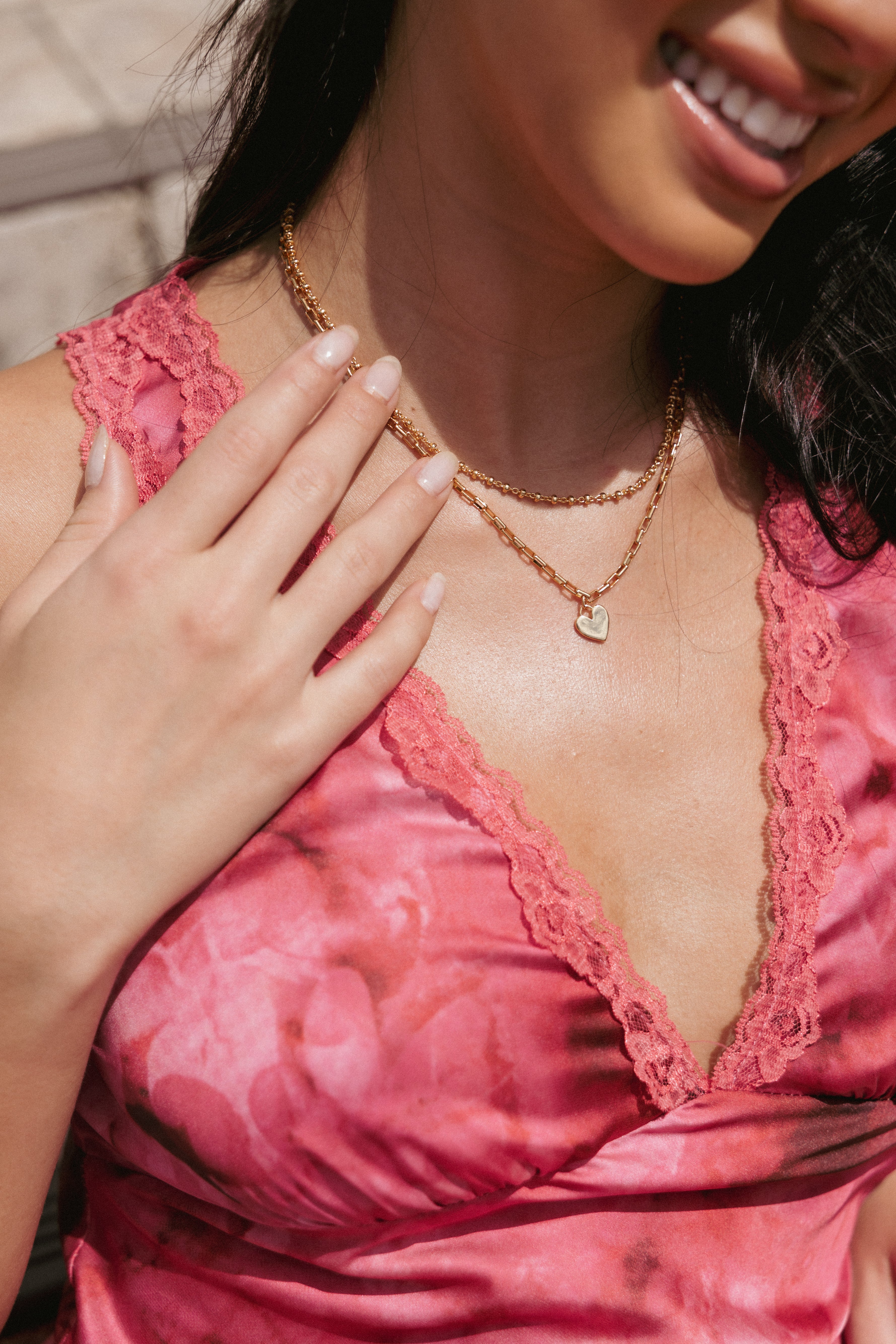 Delilah Gold Layered Necklace with Heart Pendant