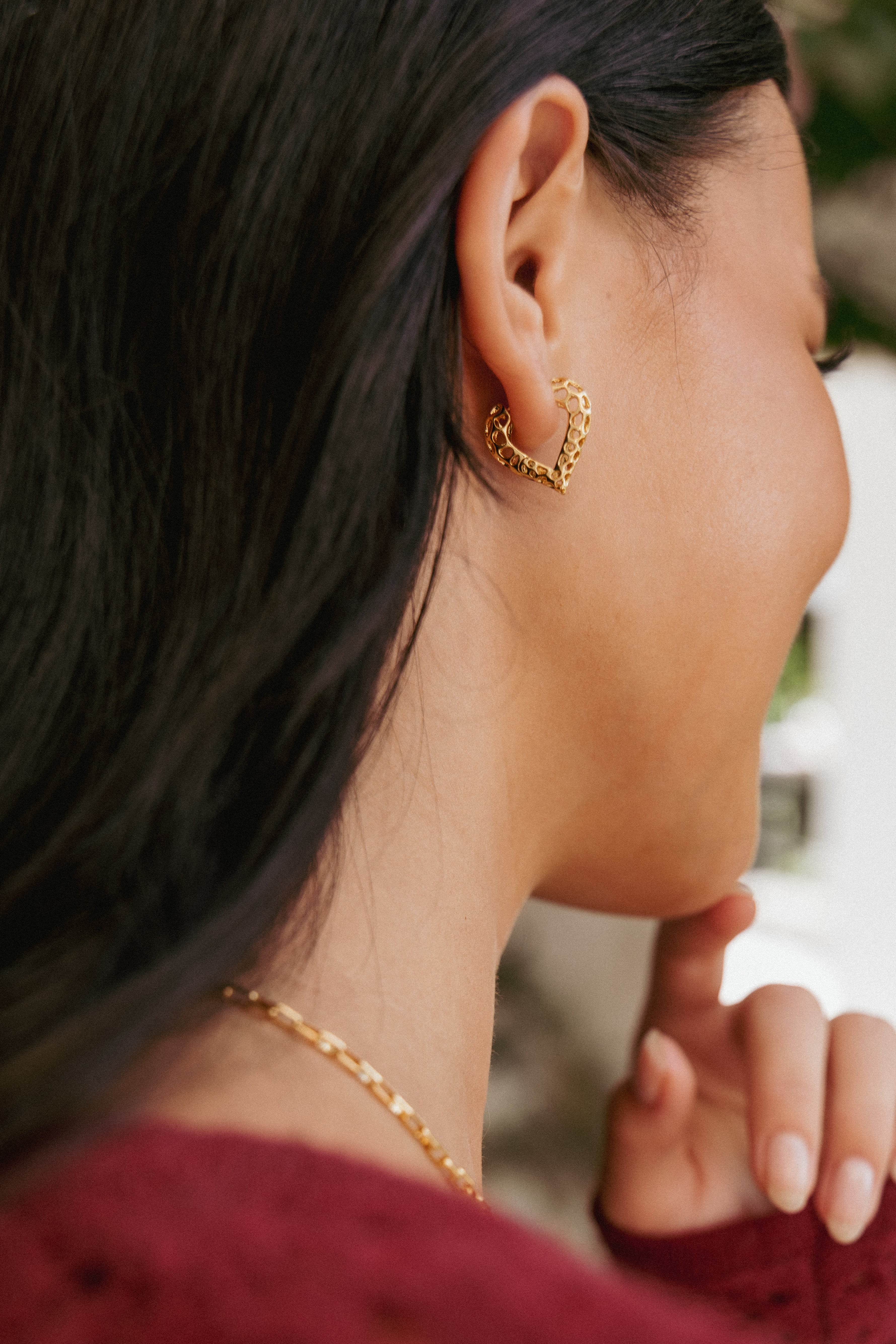 Gold Heart Hoop Earrings - Florence Style Copper Jewelry