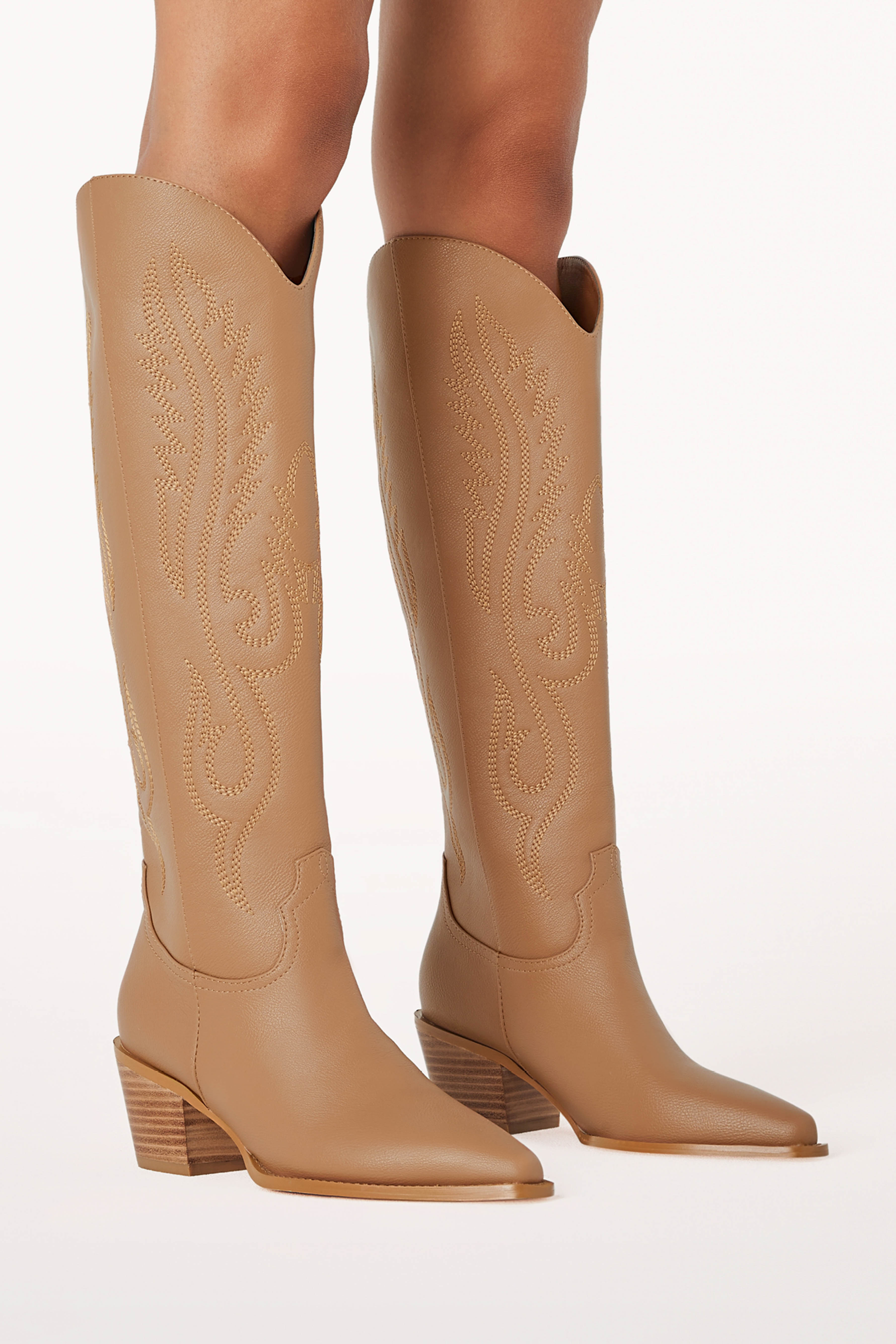 Western Ankle Boots with Pointed Toe & Pull Tabs - Darius Teak