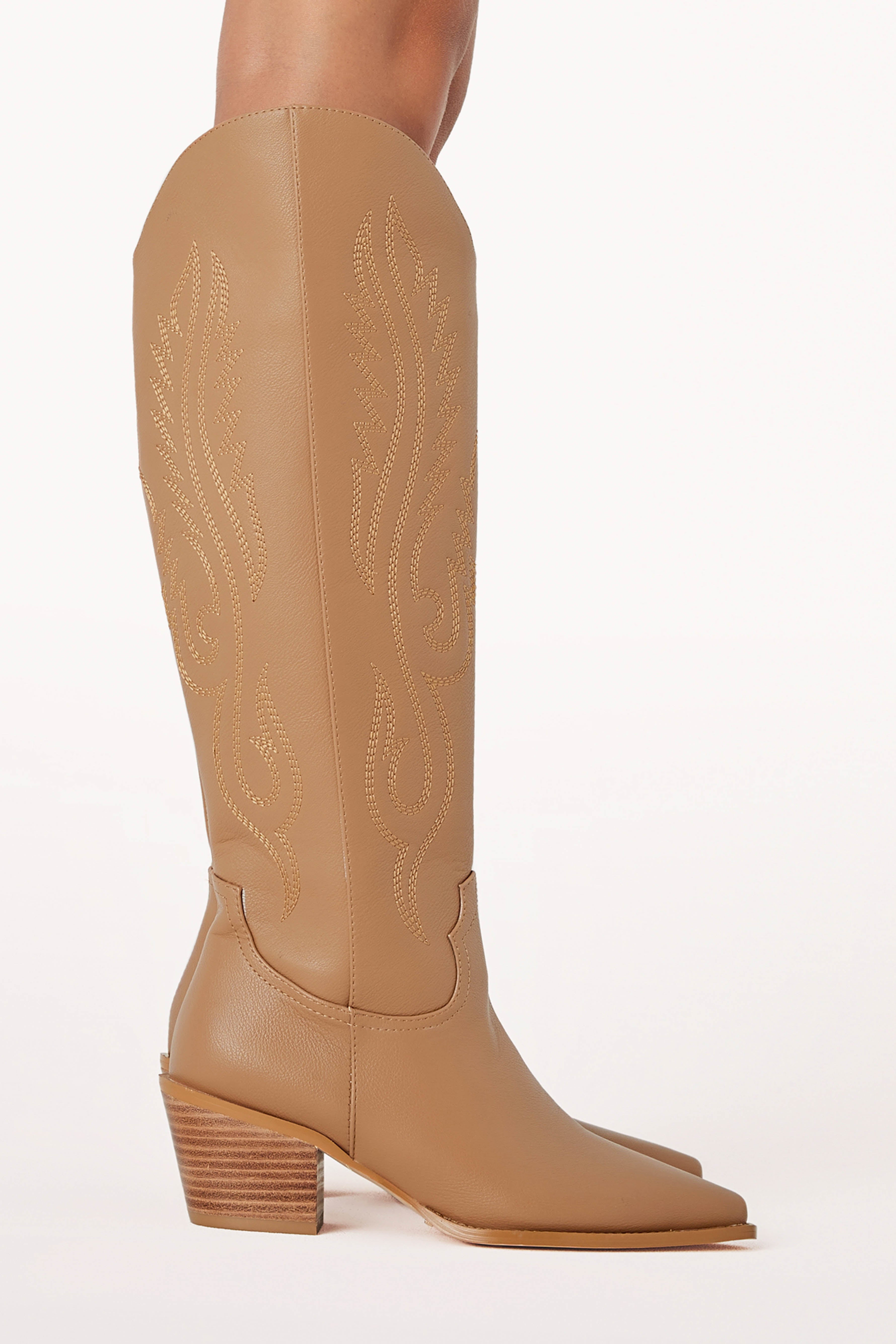 Western Ankle Boots with Pointed Toe & Pull Tabs - Darius Teak