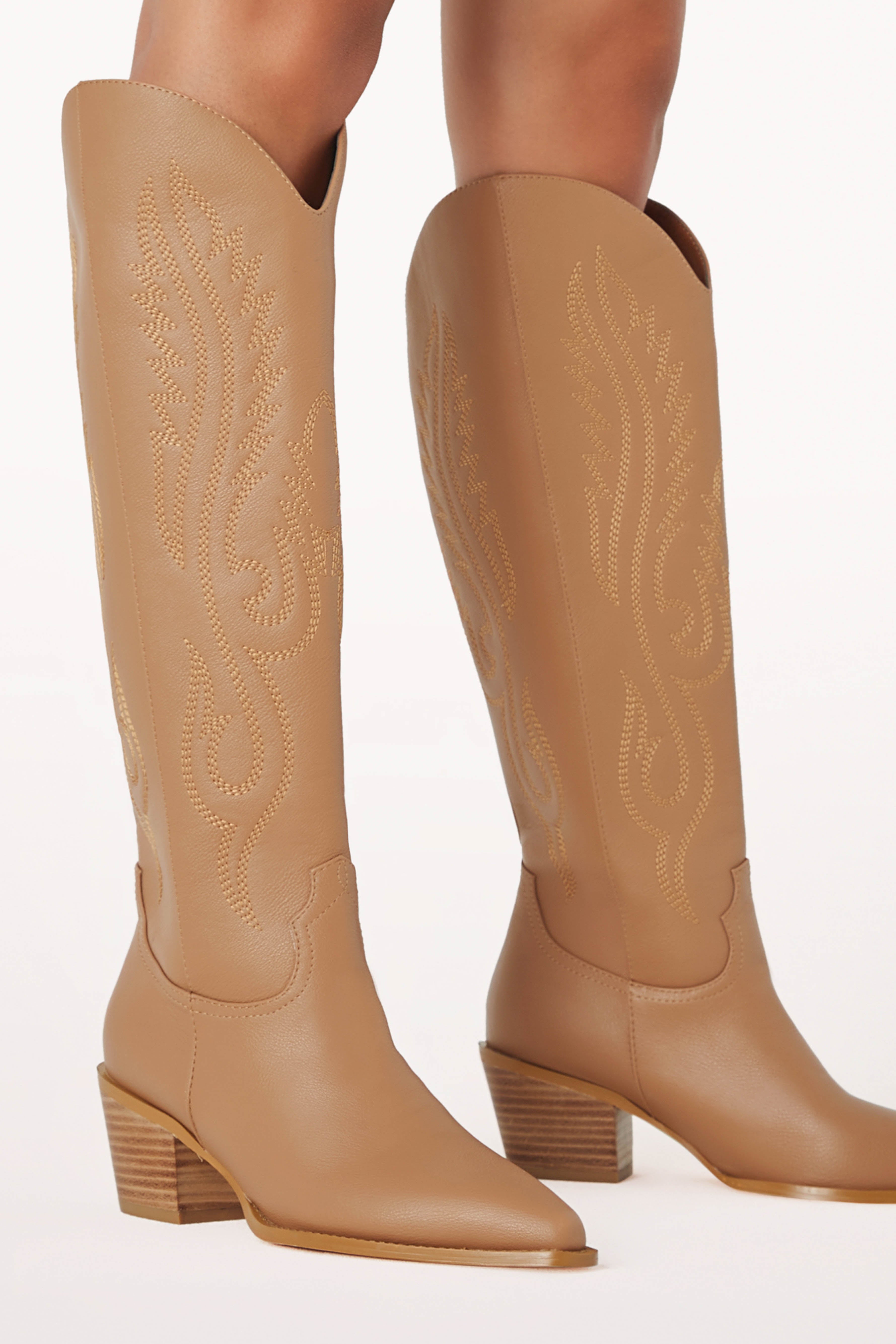 Western Ankle Boots with Pointed Toe & Pull Tabs - Darius Teak