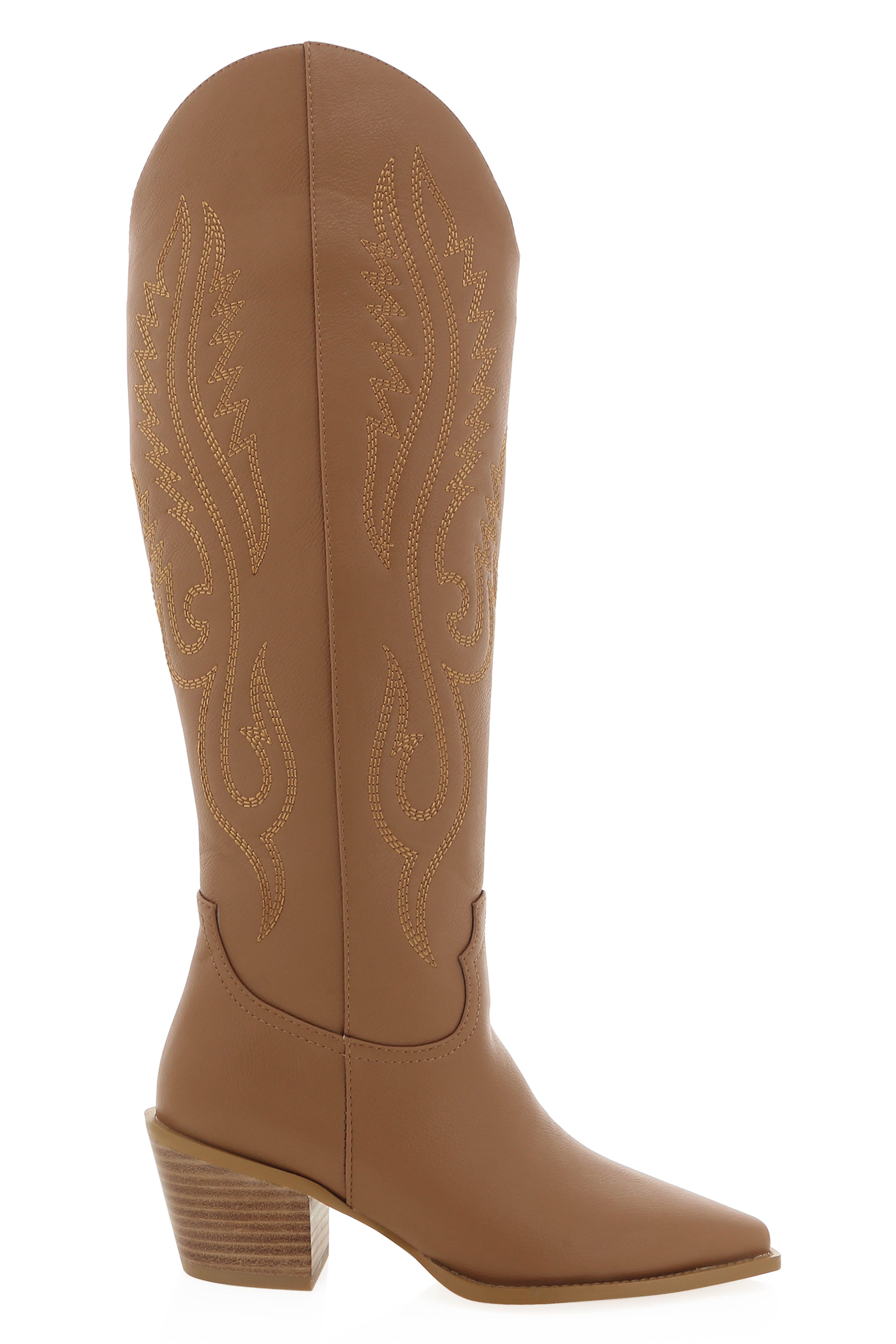Western Ankle Boots with Pointed Toe & Pull Tabs - Darius Teak