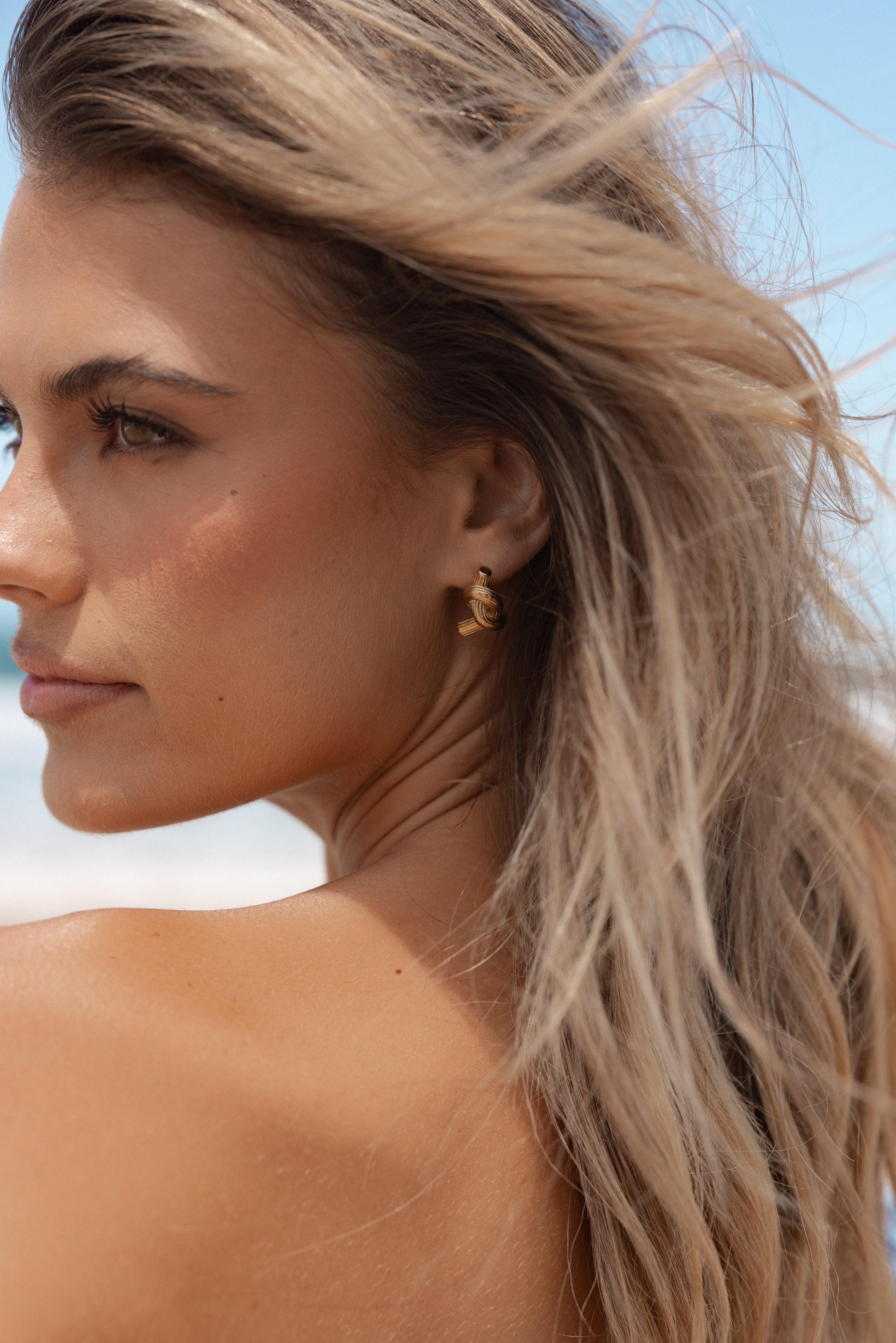 Gold Knot Stud Earrings - Dakota Titanium Jewelry
