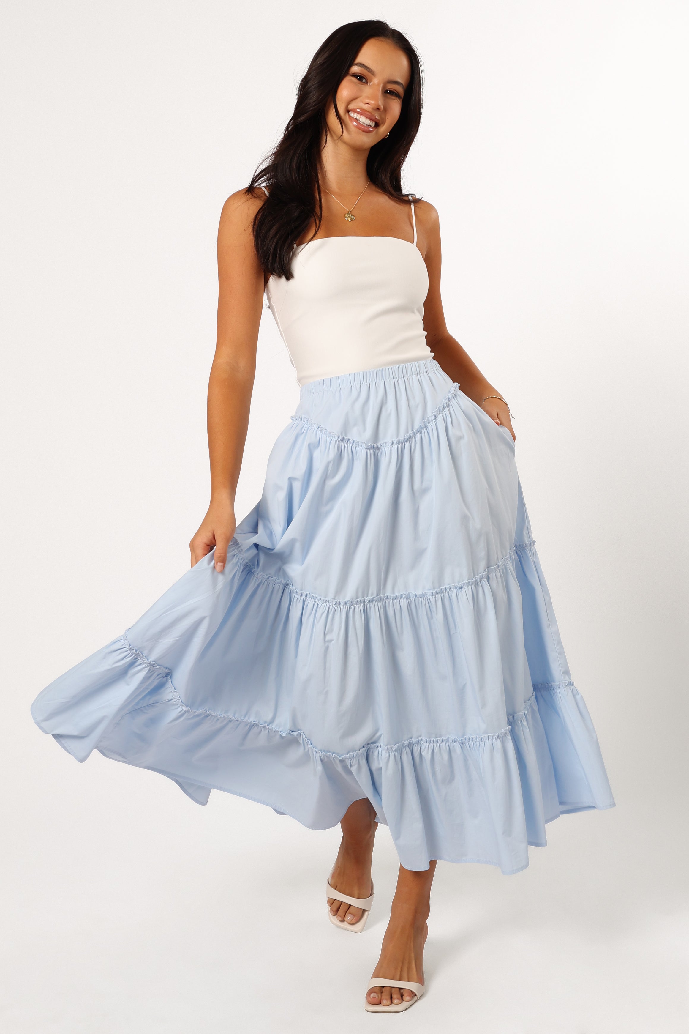 Summer A-Line Midi Skirt with Pockets - Somerset Cotton Skirt