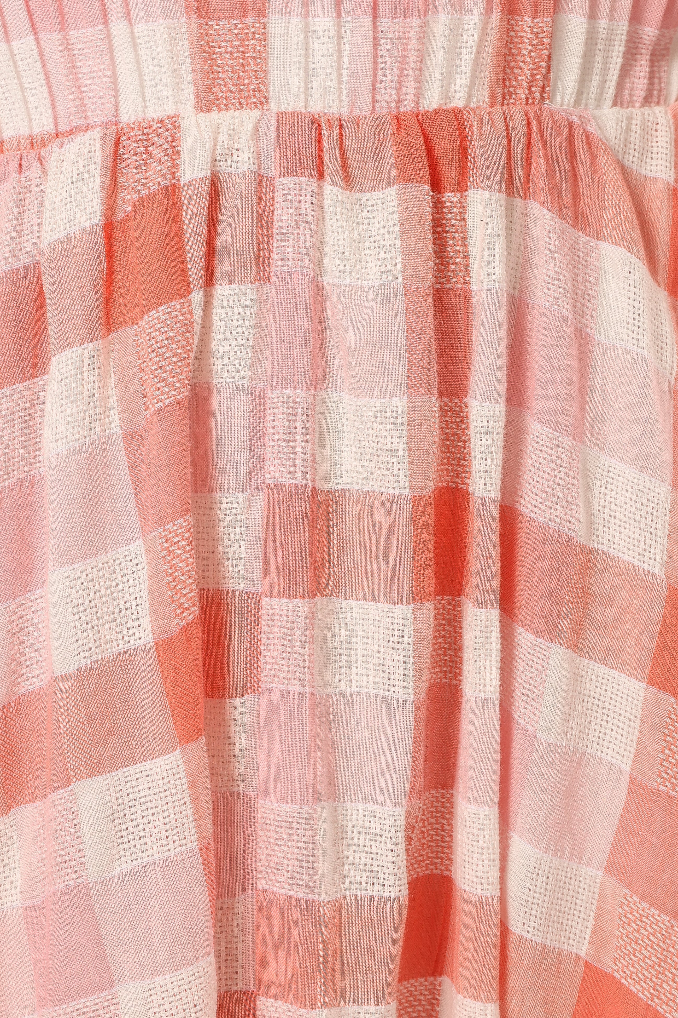 Women's Gingham Midi Skirt with Pockets - Betty Rosey Pink Cotton Rayon
