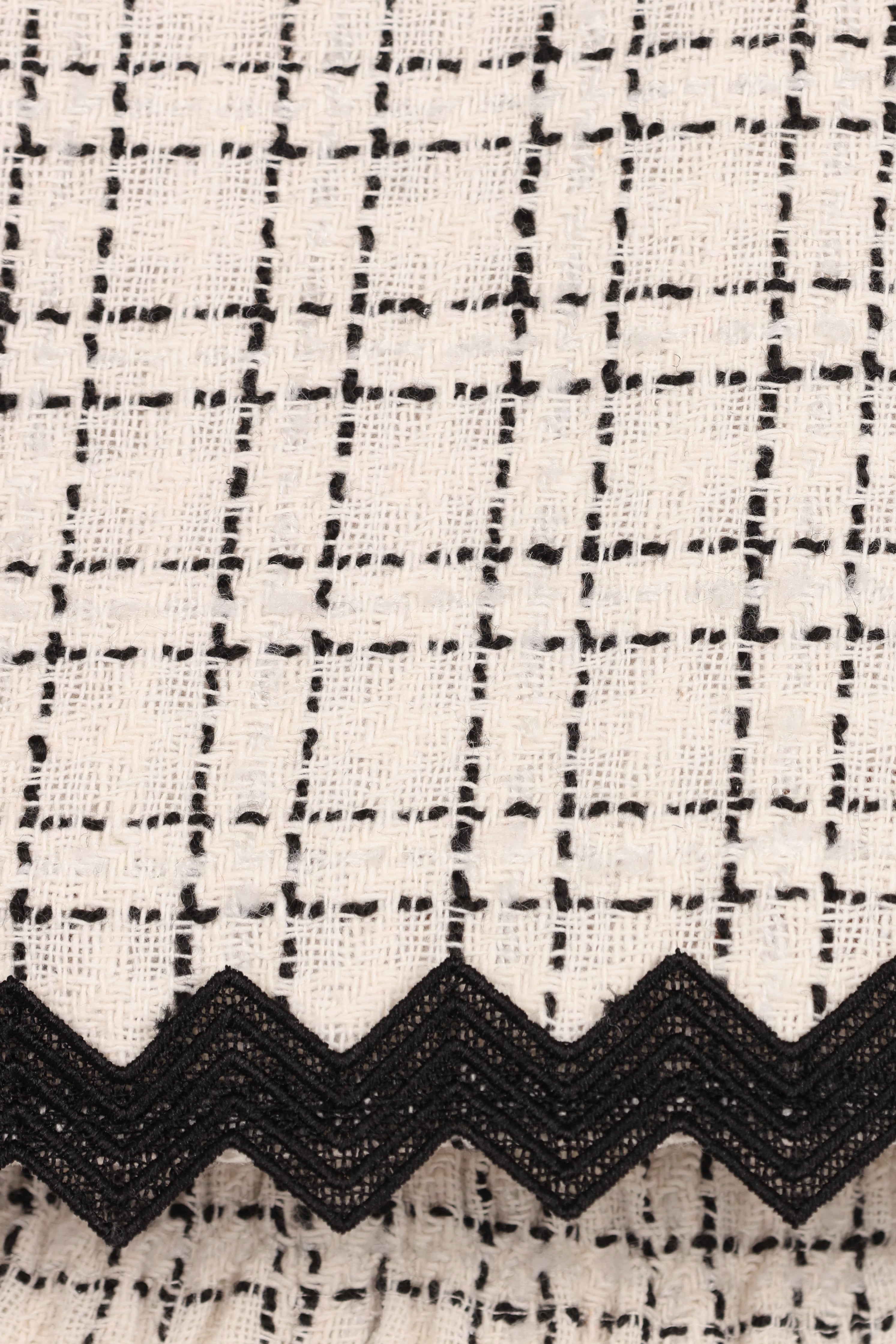 High Waisted Check Tweed Shorts with Pockets - Black & White