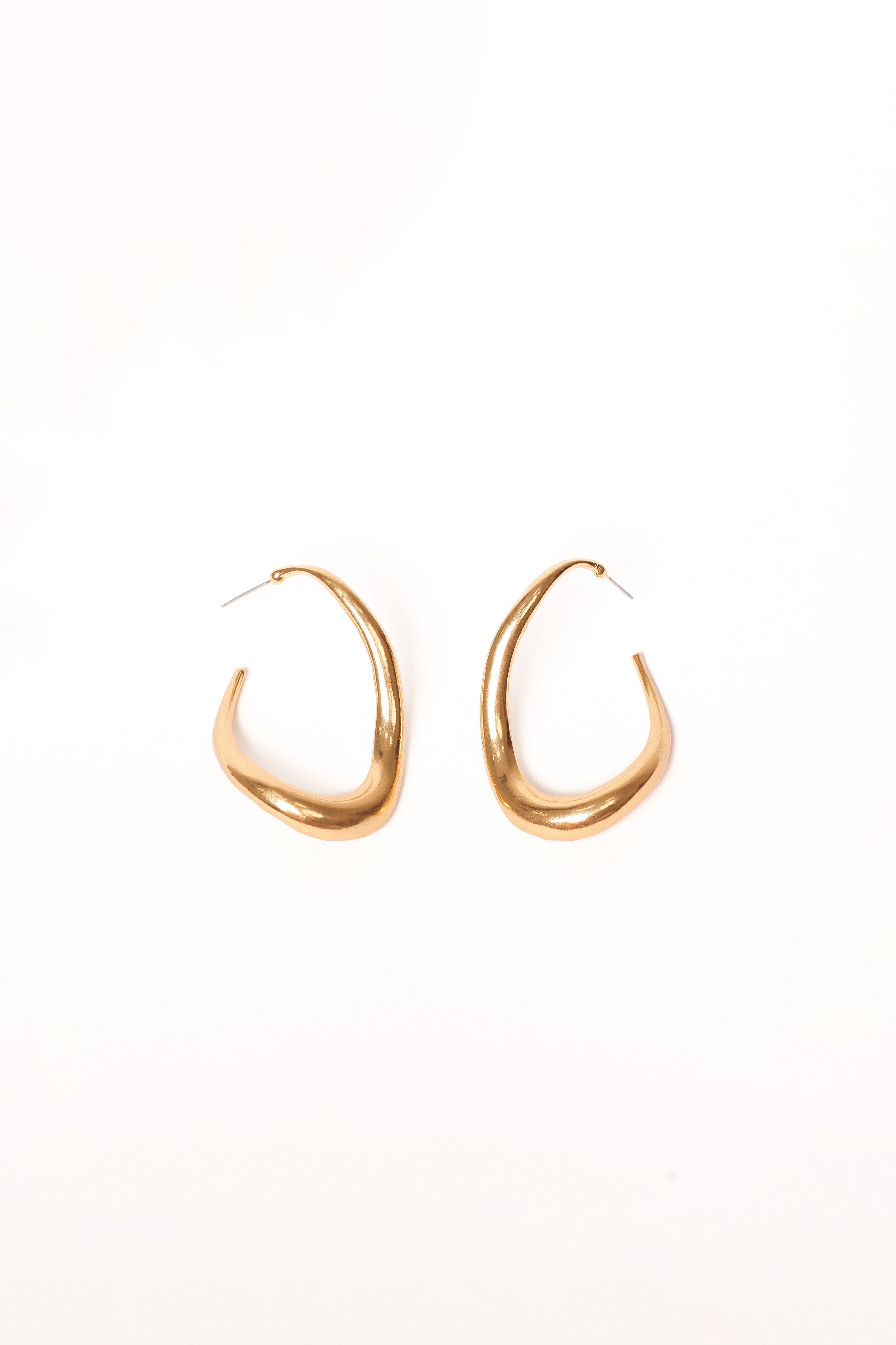 Gold Hoop Earrings - Gaia Elegant Molten Gold Design