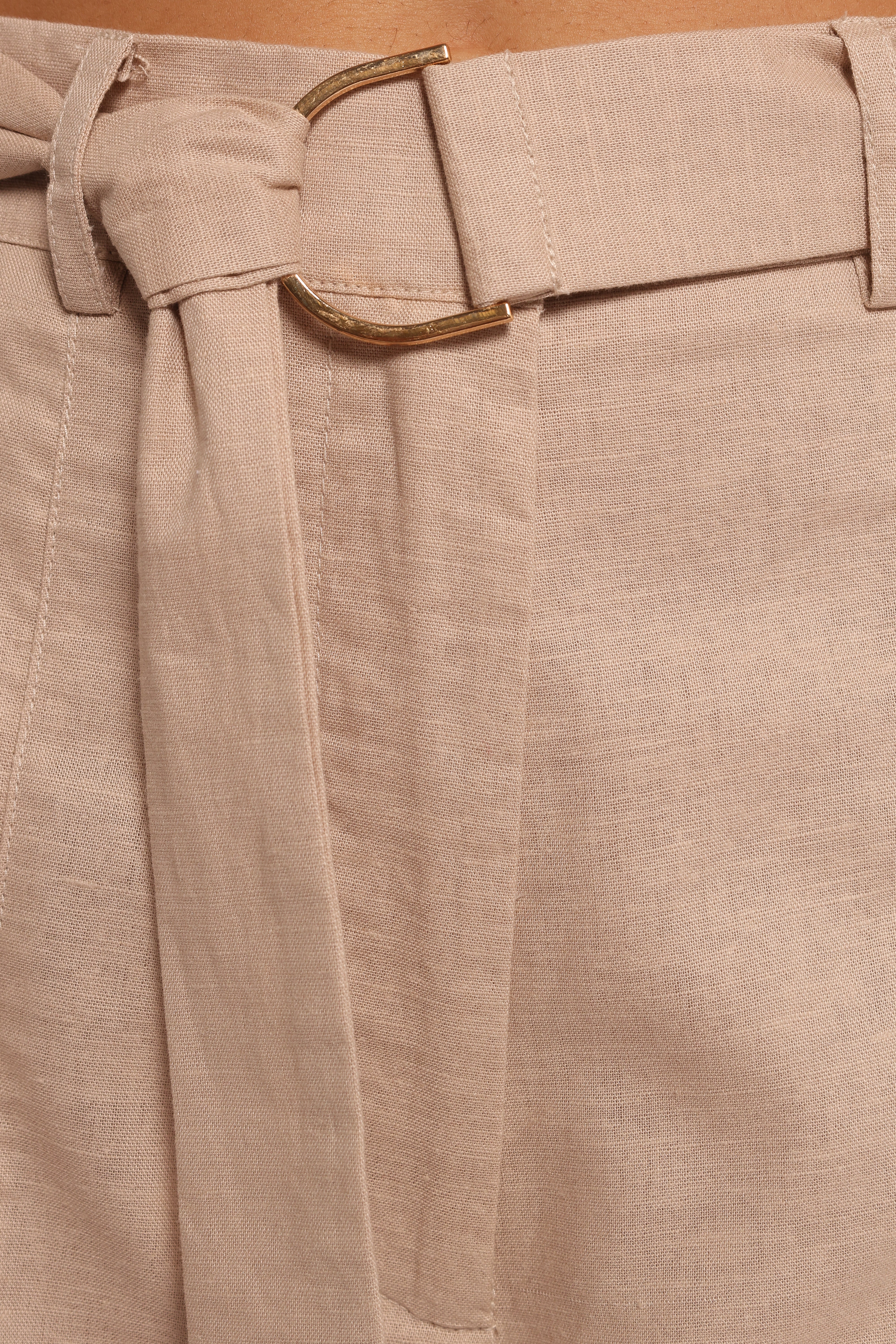Sadie High Waisted Wide Leg Pants - Oatmeal Cotton Linen