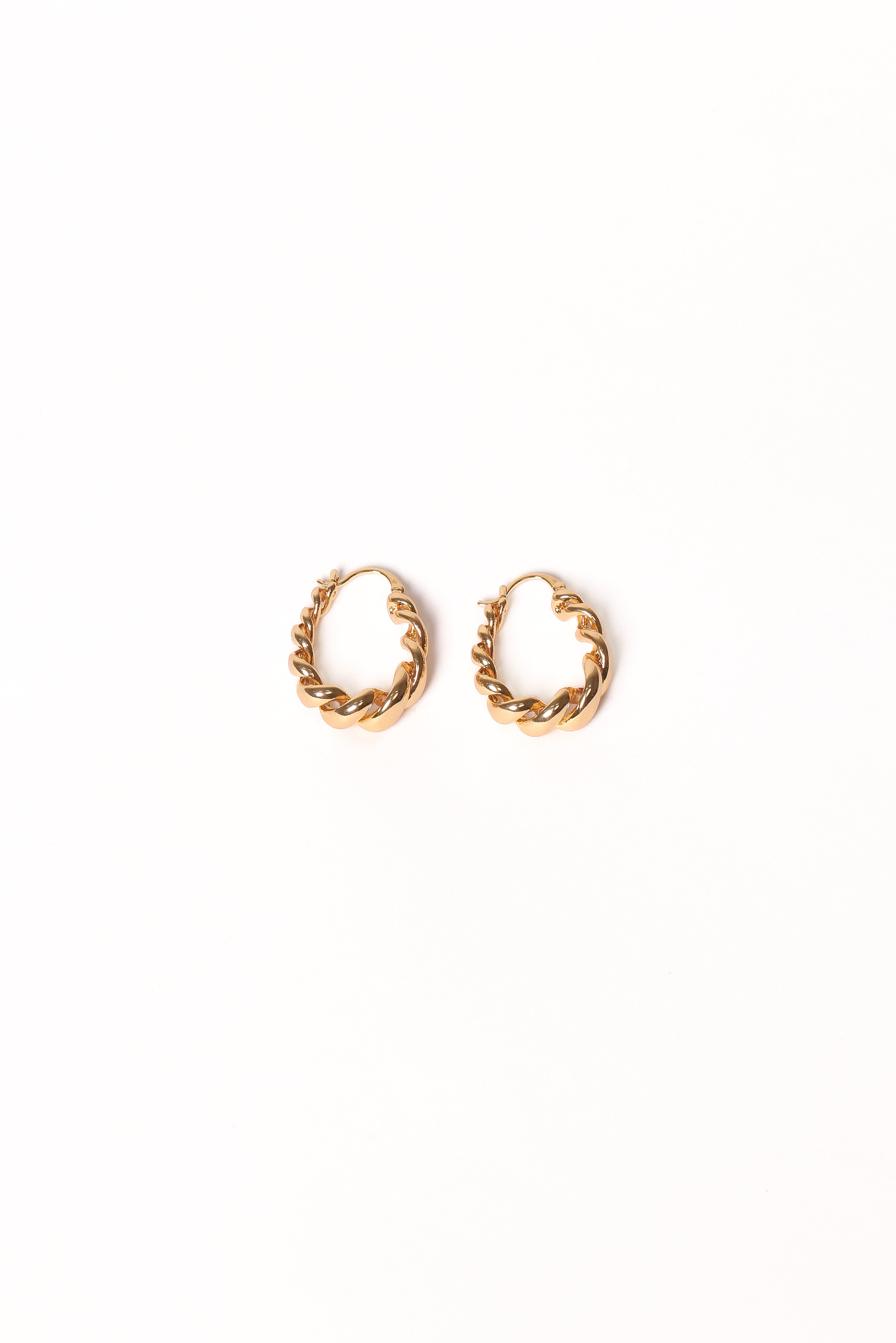 Gold Hoop Earrings with Faux Pearl - Jensen Twist Design