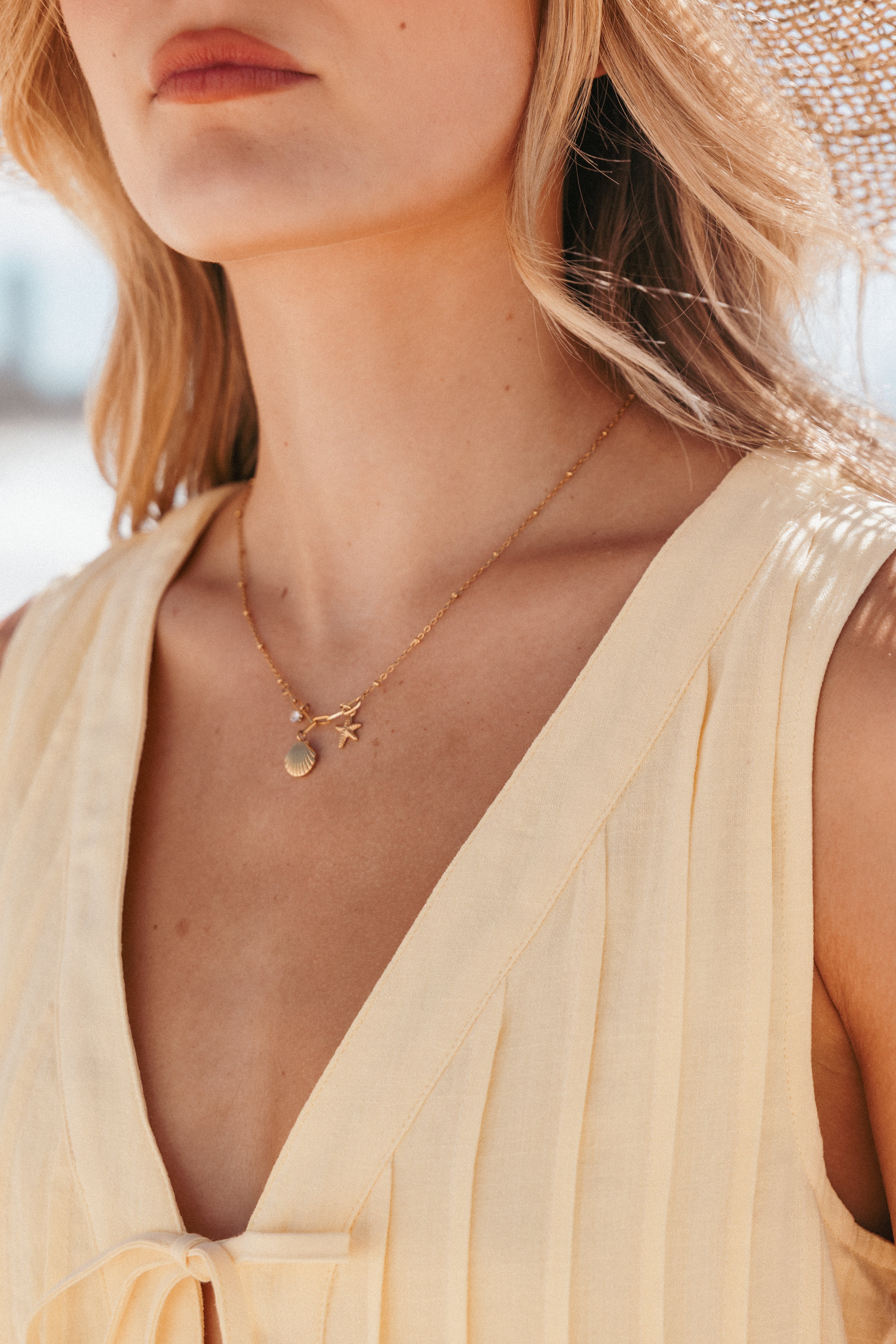 Gold Crystal Pendant Necklace - Ida Stainless Steel Jewelry