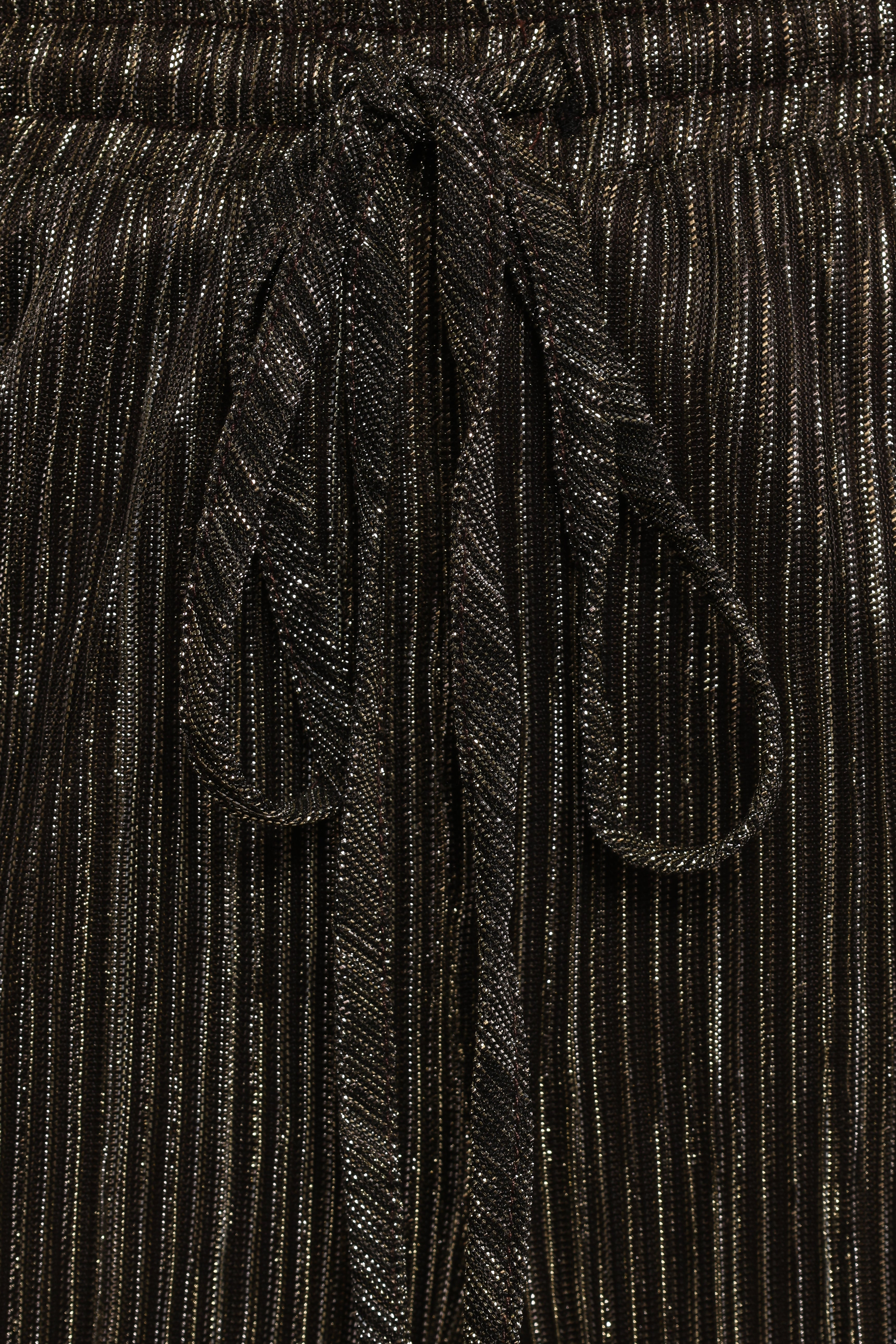 Nila Sheer High-Rise Metallic Pants - Black Gold
