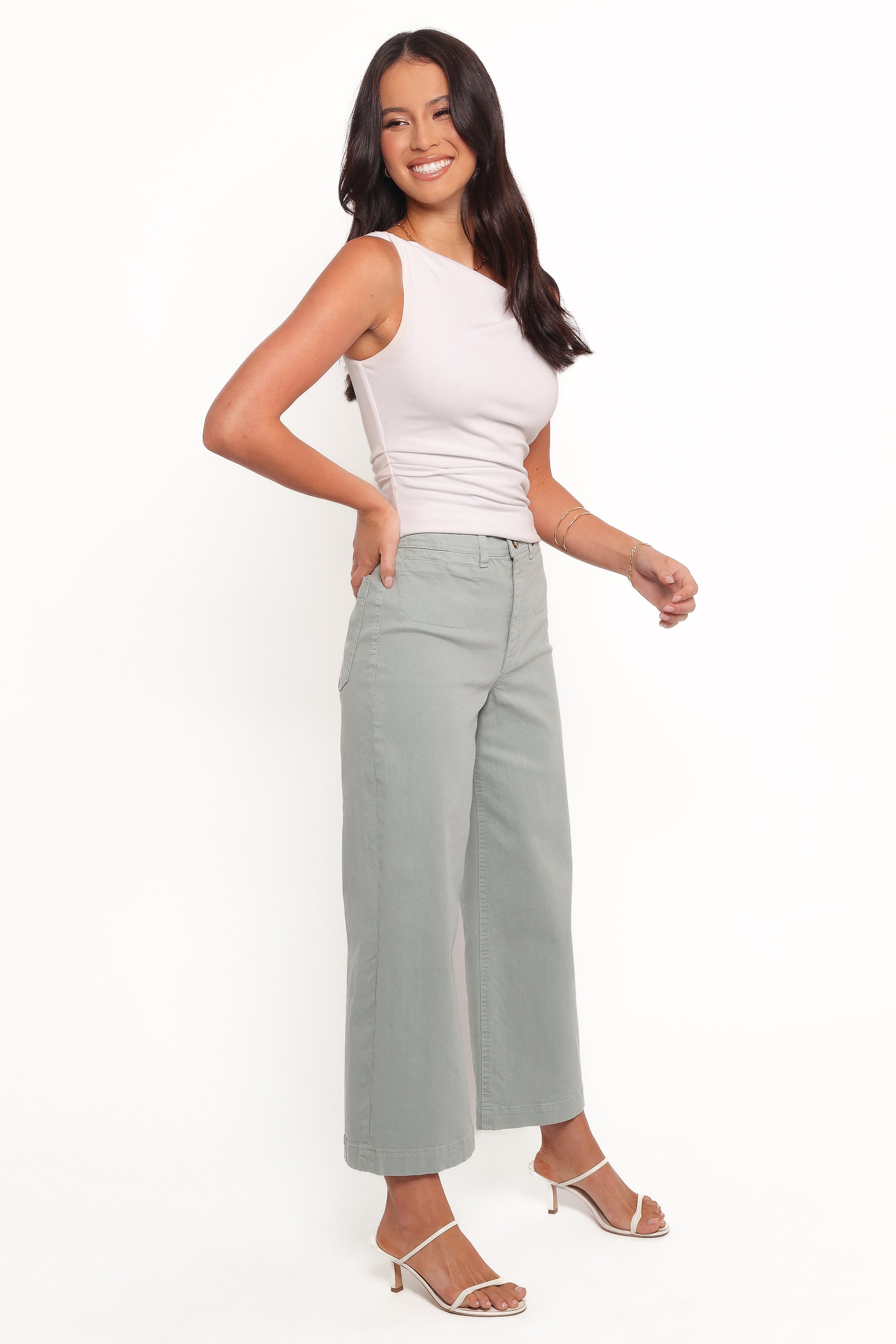 Gemma High Waist Cropped Wide Leg Jeans - 100% Cotton