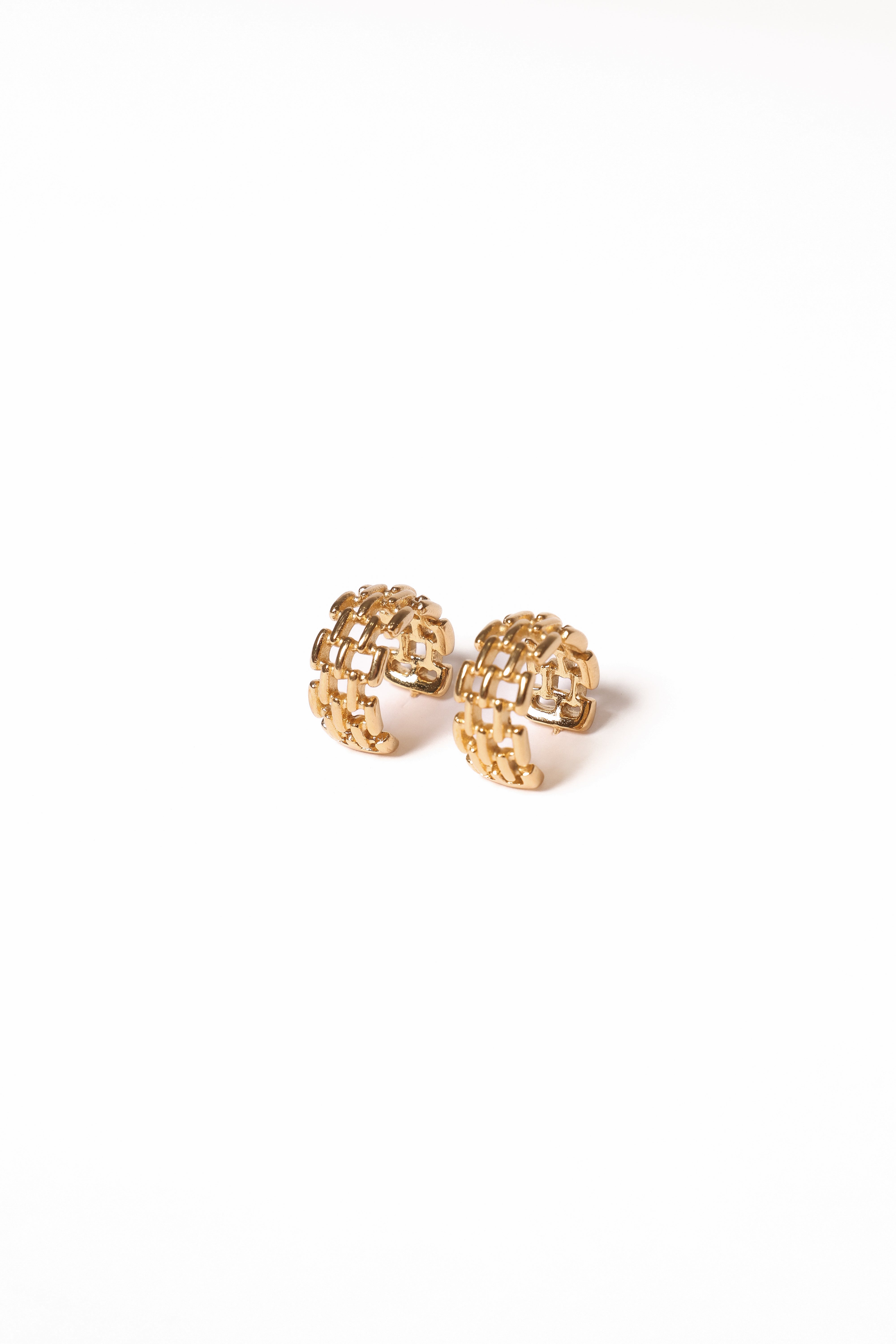 Gold Fleur Hoop Earrings - 1" Alloy Stud Back Closure