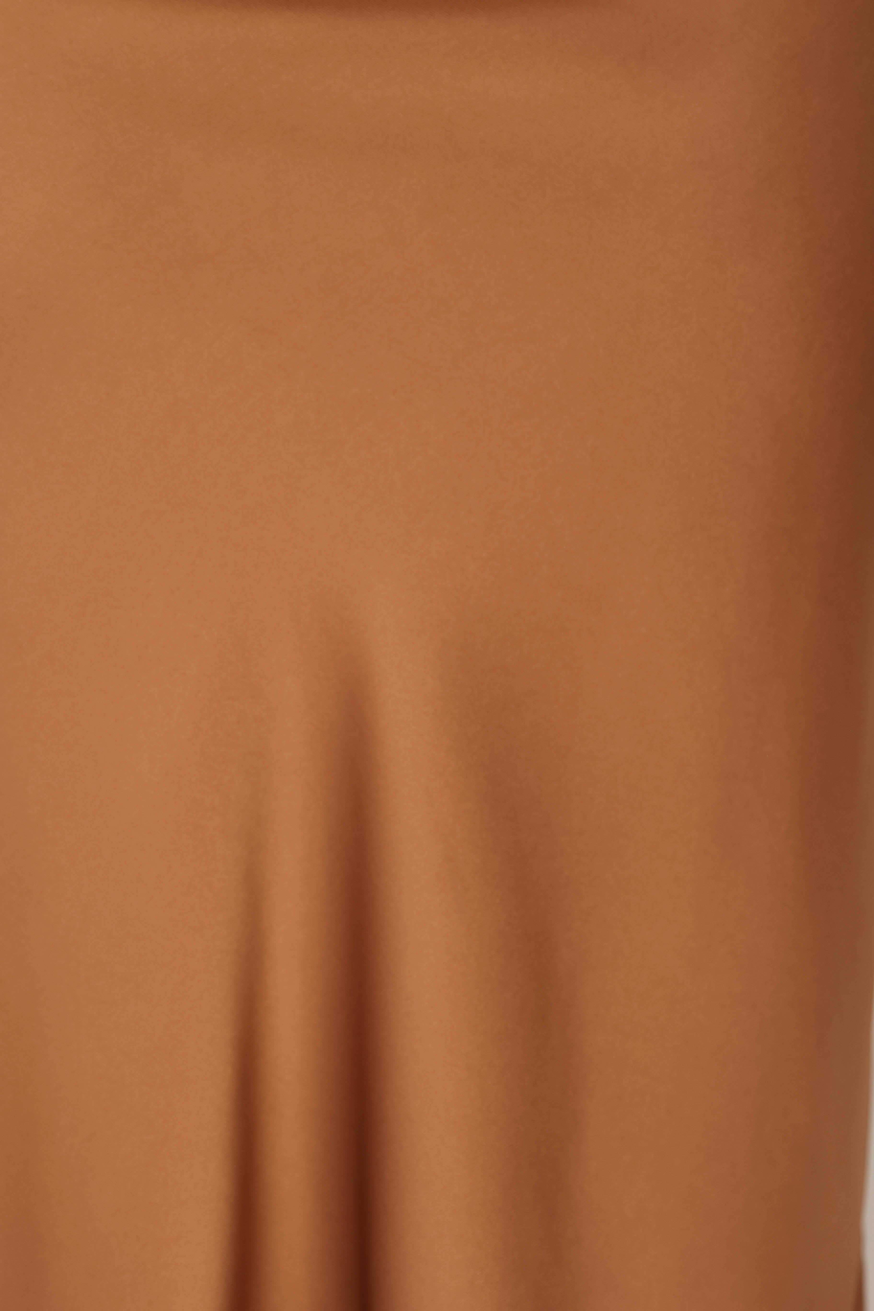 Nellie Bronze Satin Midi Skirt with Elastic Waist