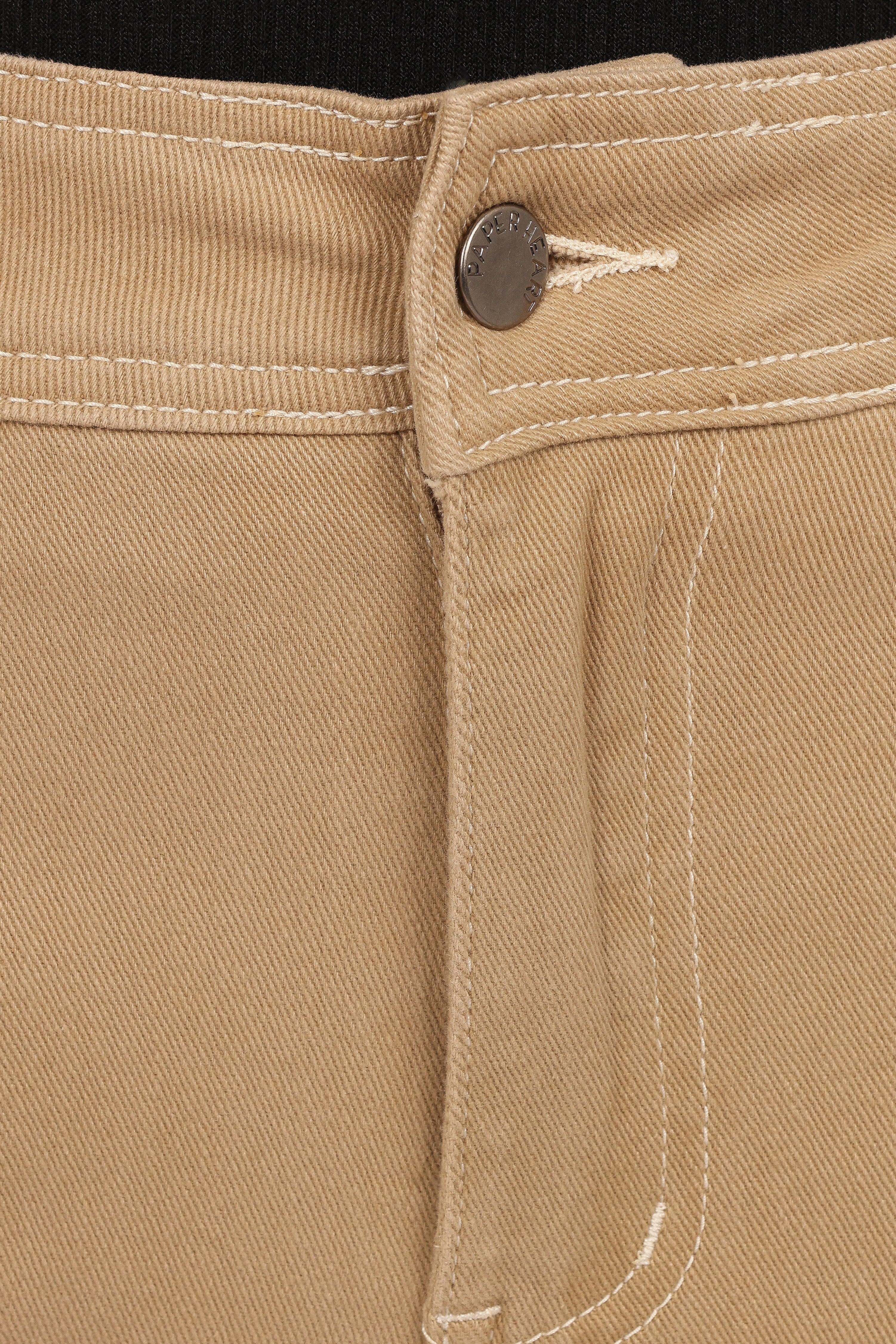 High Waisted Wide Leg Pants for Women - Taupe Cotton Blend