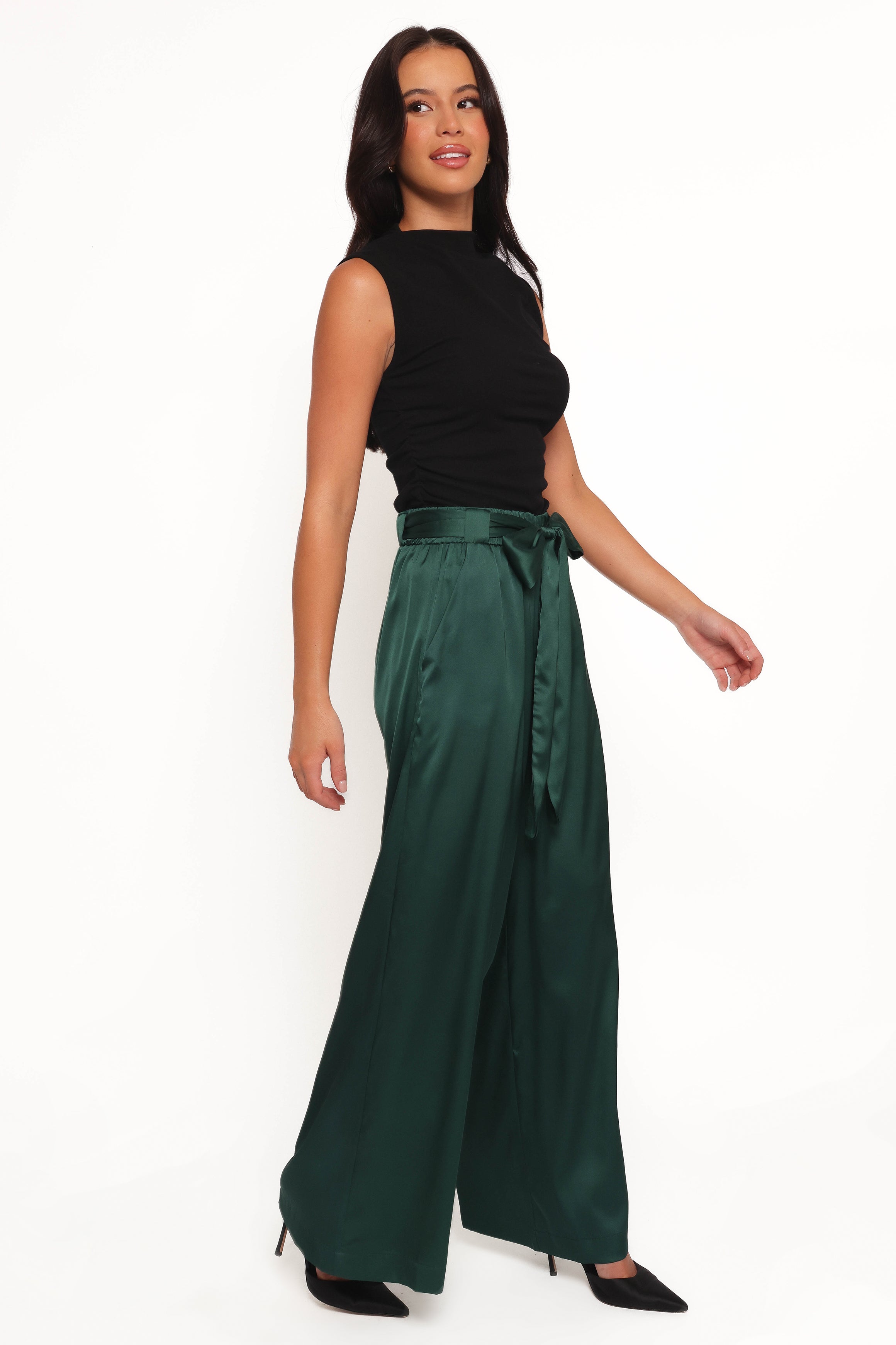 Emerald High Waisted Wide Leg Pants with Pockets - Alie