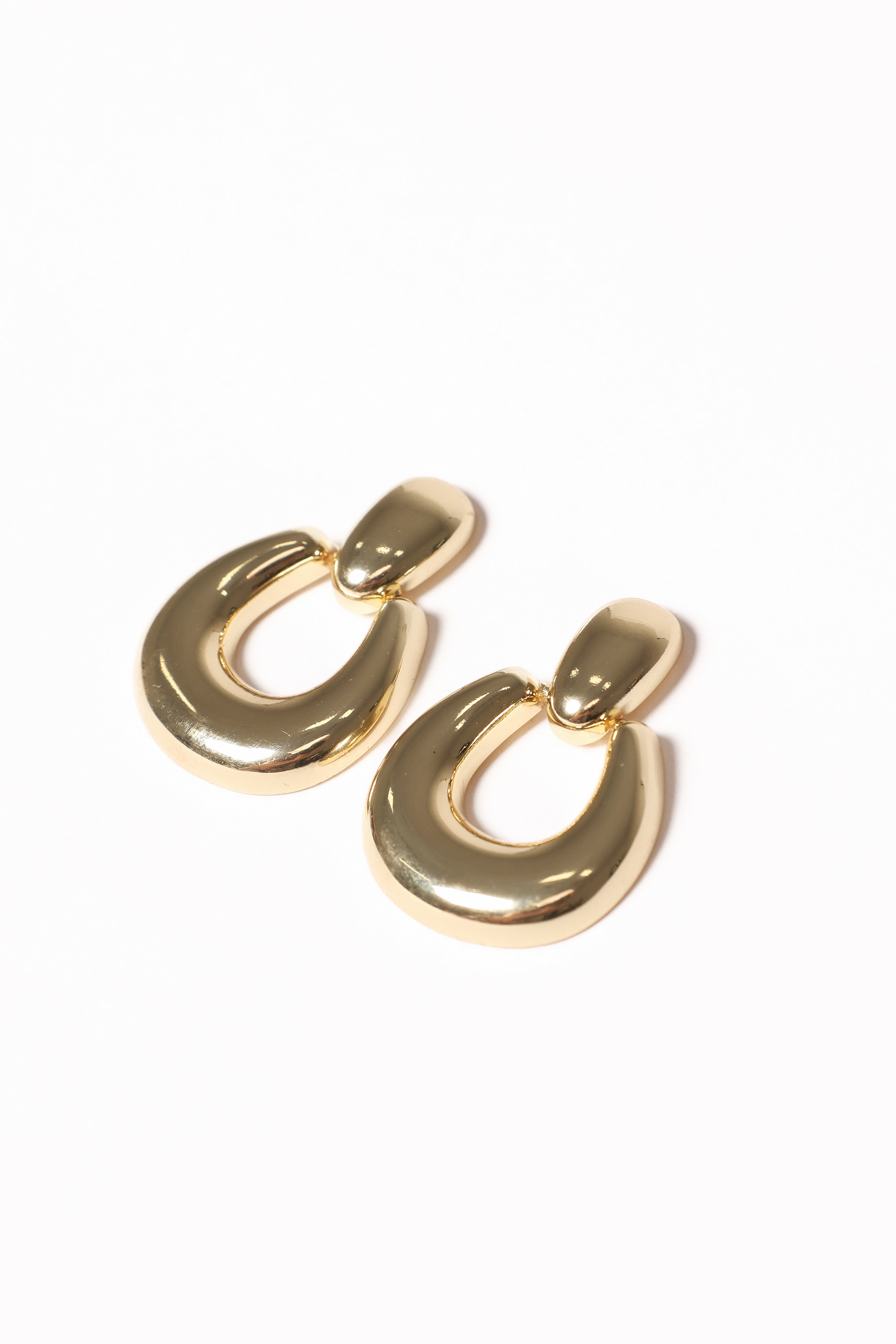 Celine Gold Hoop Earrings - Brass Drop Style