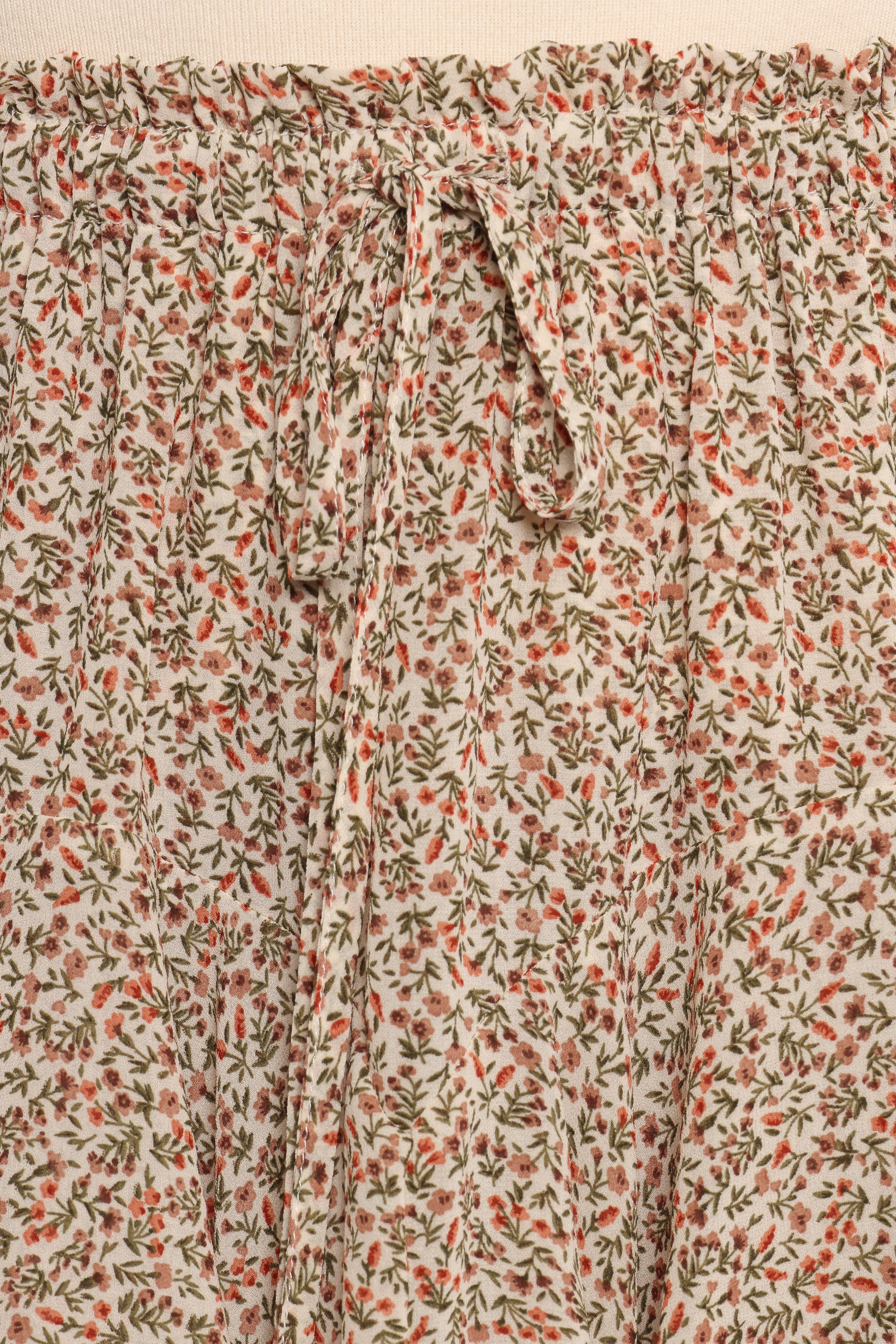 Floral Print Ruffle Hem Skort with Elastic Waist - Xia Cream Multi