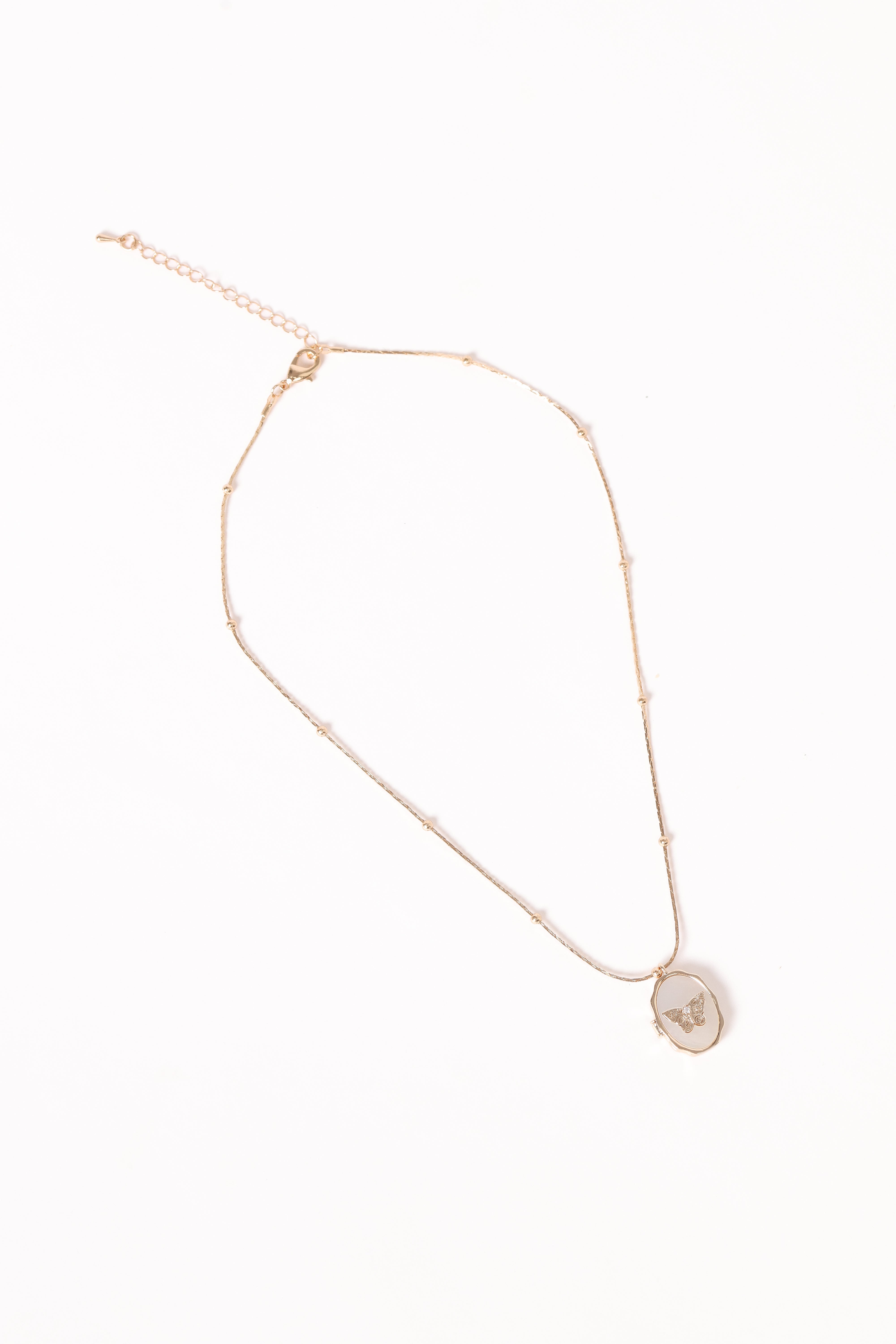 Gold Locket Necklace - Emory Pendant with Delicate Chain
