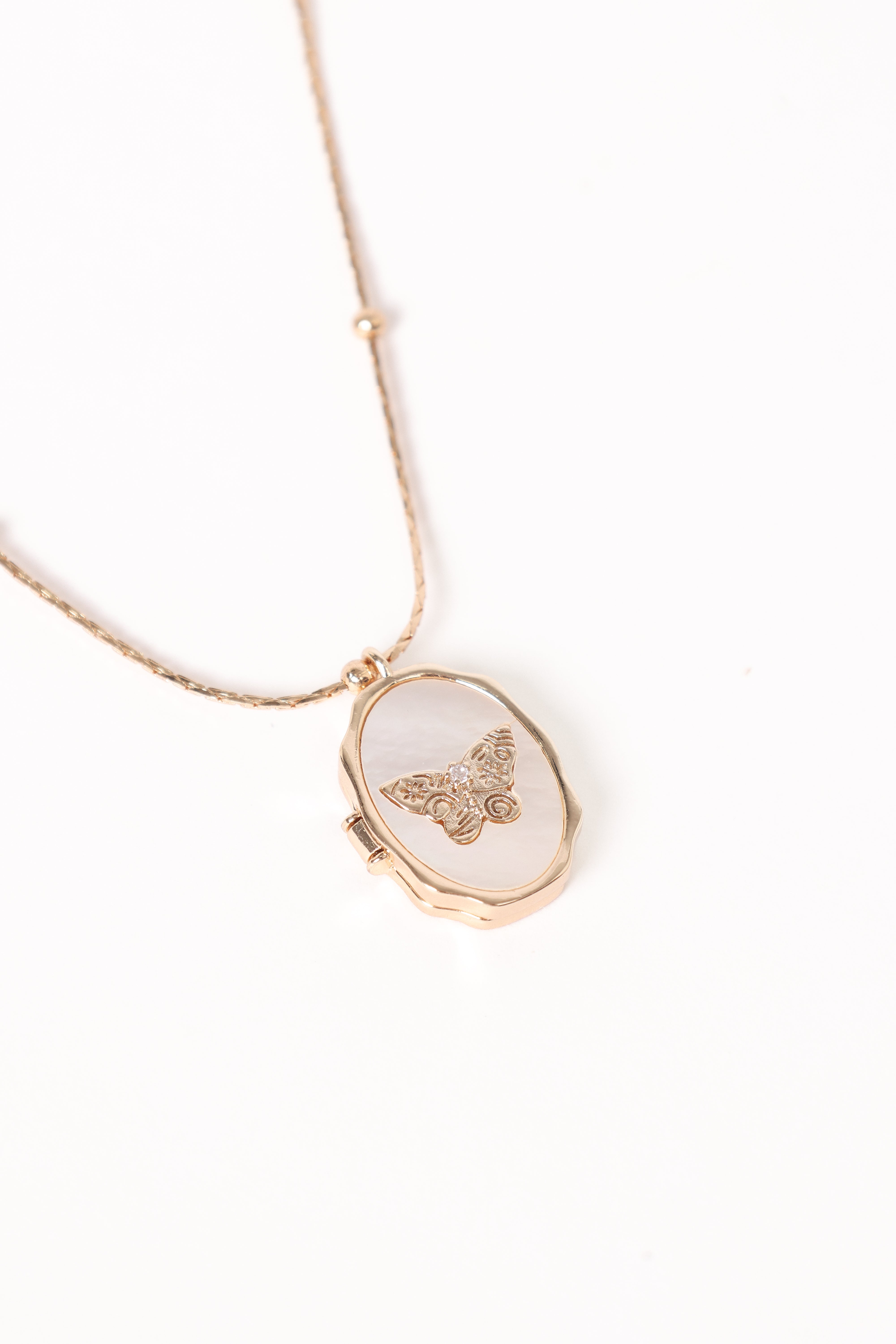 Gold Locket Necklace - Emory Pendant with Delicate Chain